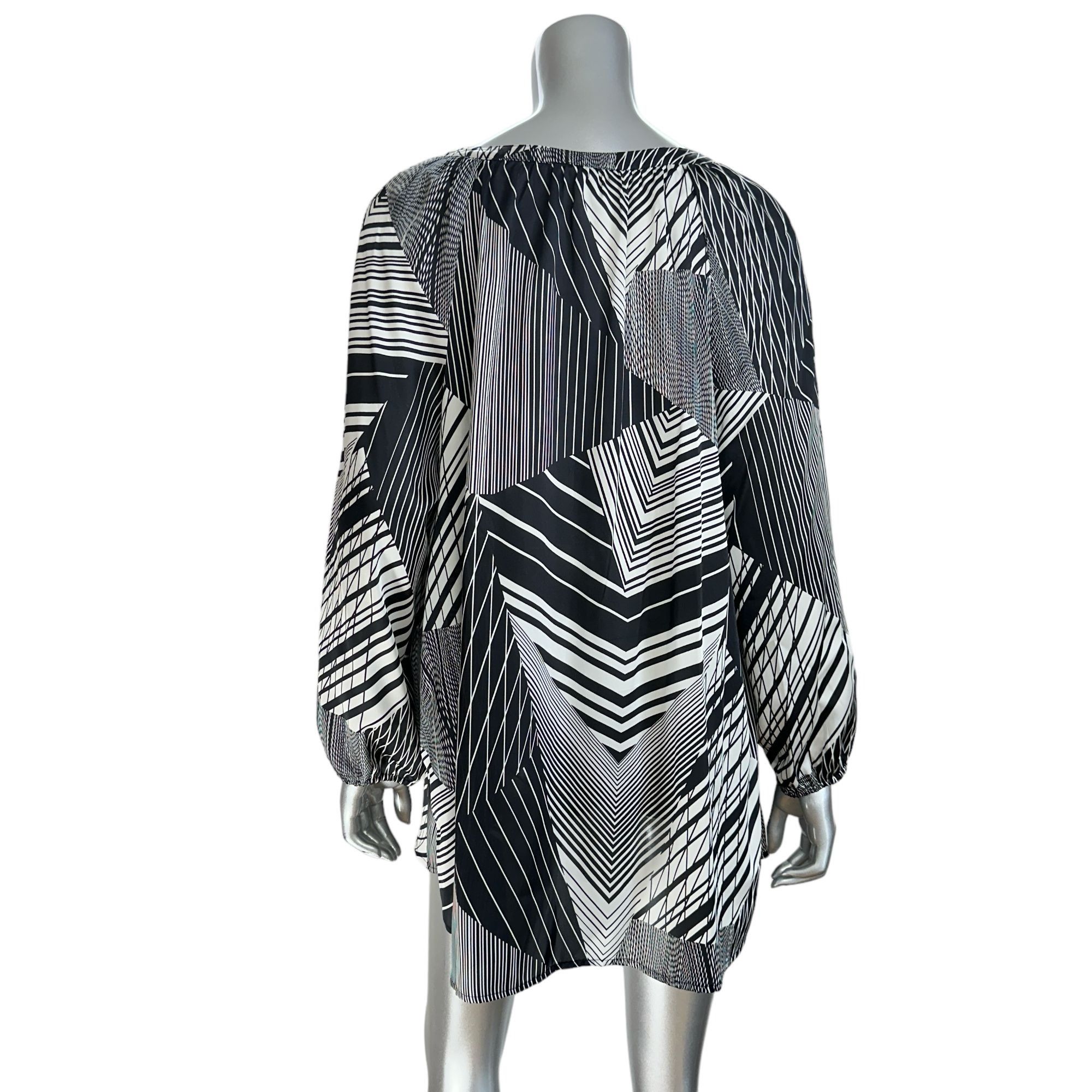Kasper Kasper Women's Black & White Geometric Print Long Sleeve Pul Size XL / US 12-14 / IT 48-50 - 2 Thumbnail