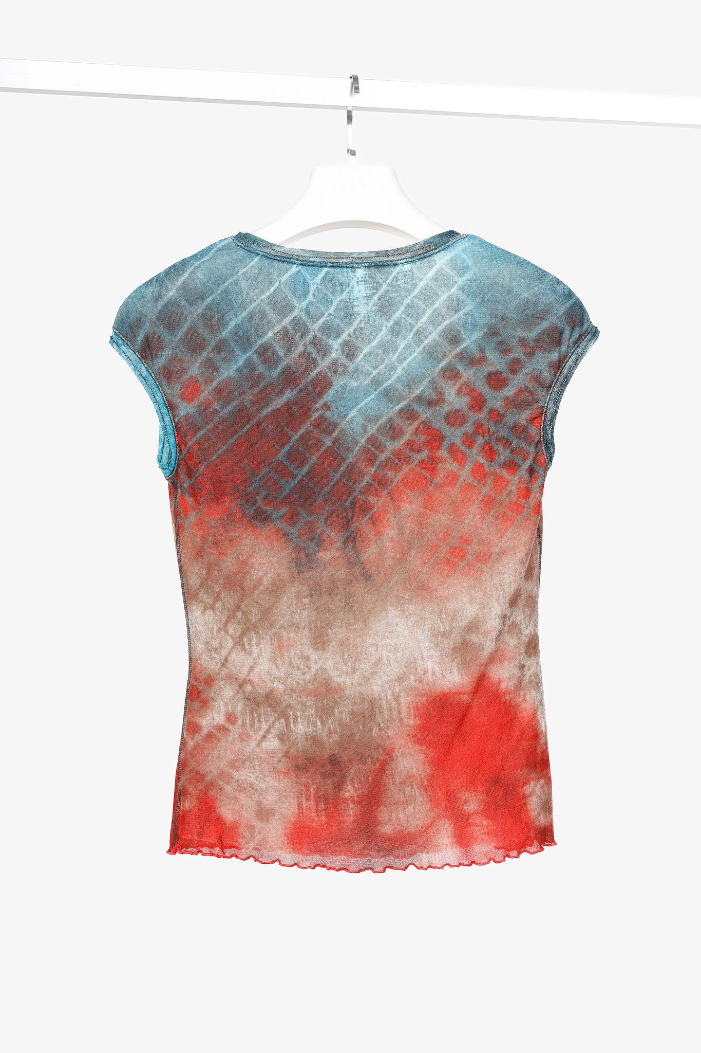 Other Luisa Cerano Red & Brown Mesh Abstract-Print Top Size M / US 6-8 / IT 42-44 - 2 Thumbnail