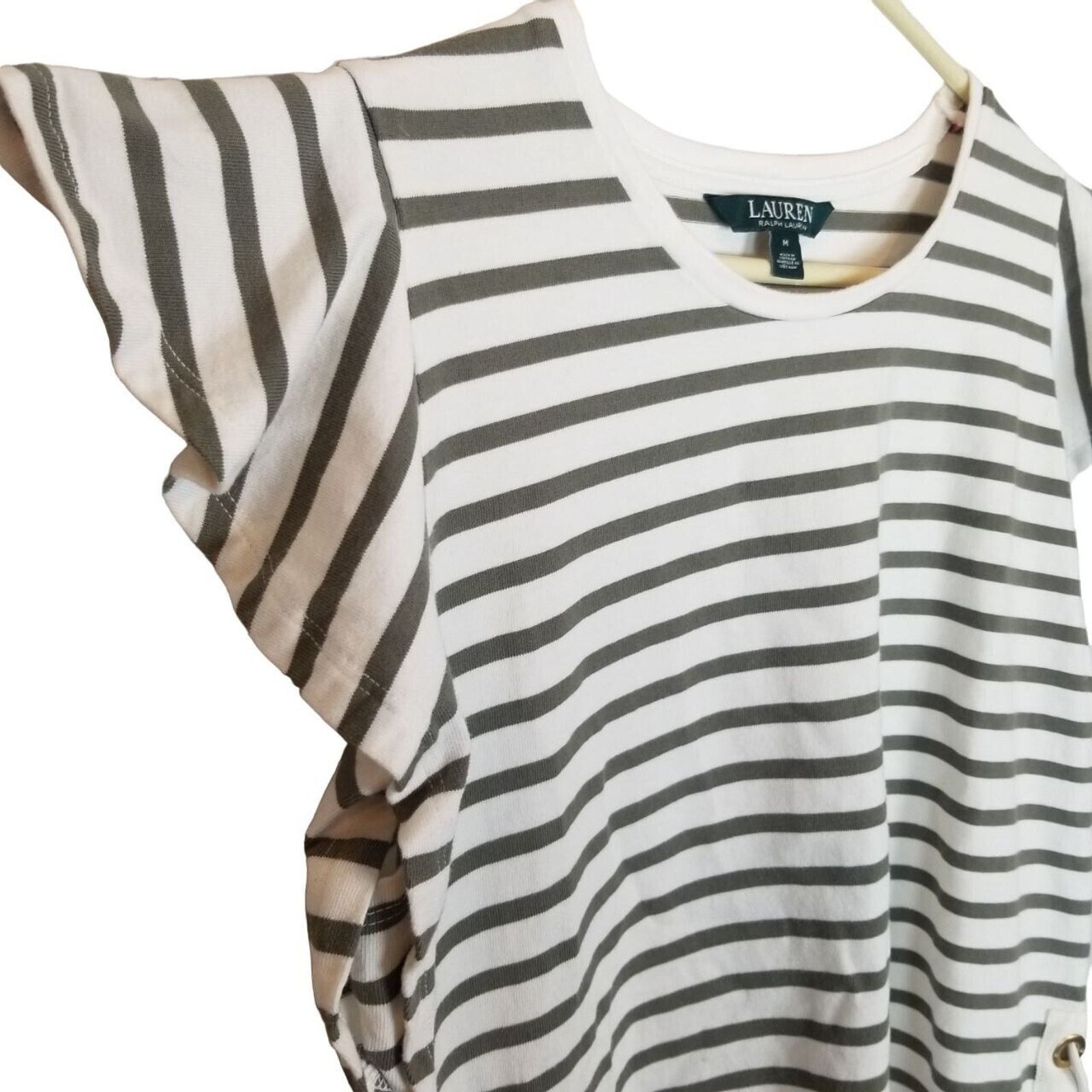 Lauren Ralph Lauren Lauren Ralph Lauren Womens Striped Top Sz L Lace Up Sides Size L / US 10 / IT 46 - 4 Thumbnail