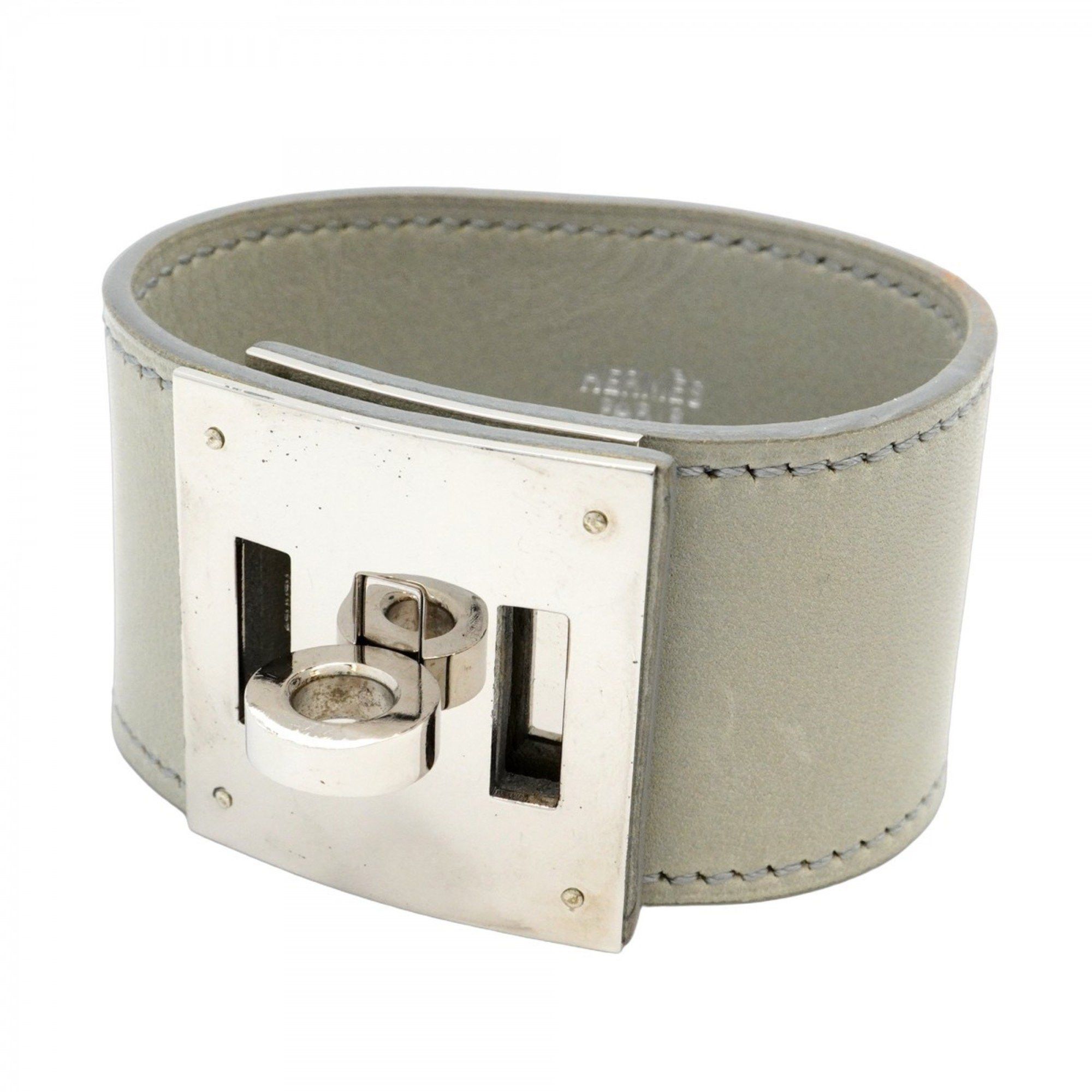 Hermes Hermès Kelly Dog Bracelet in Metal, Leather, Silver, and