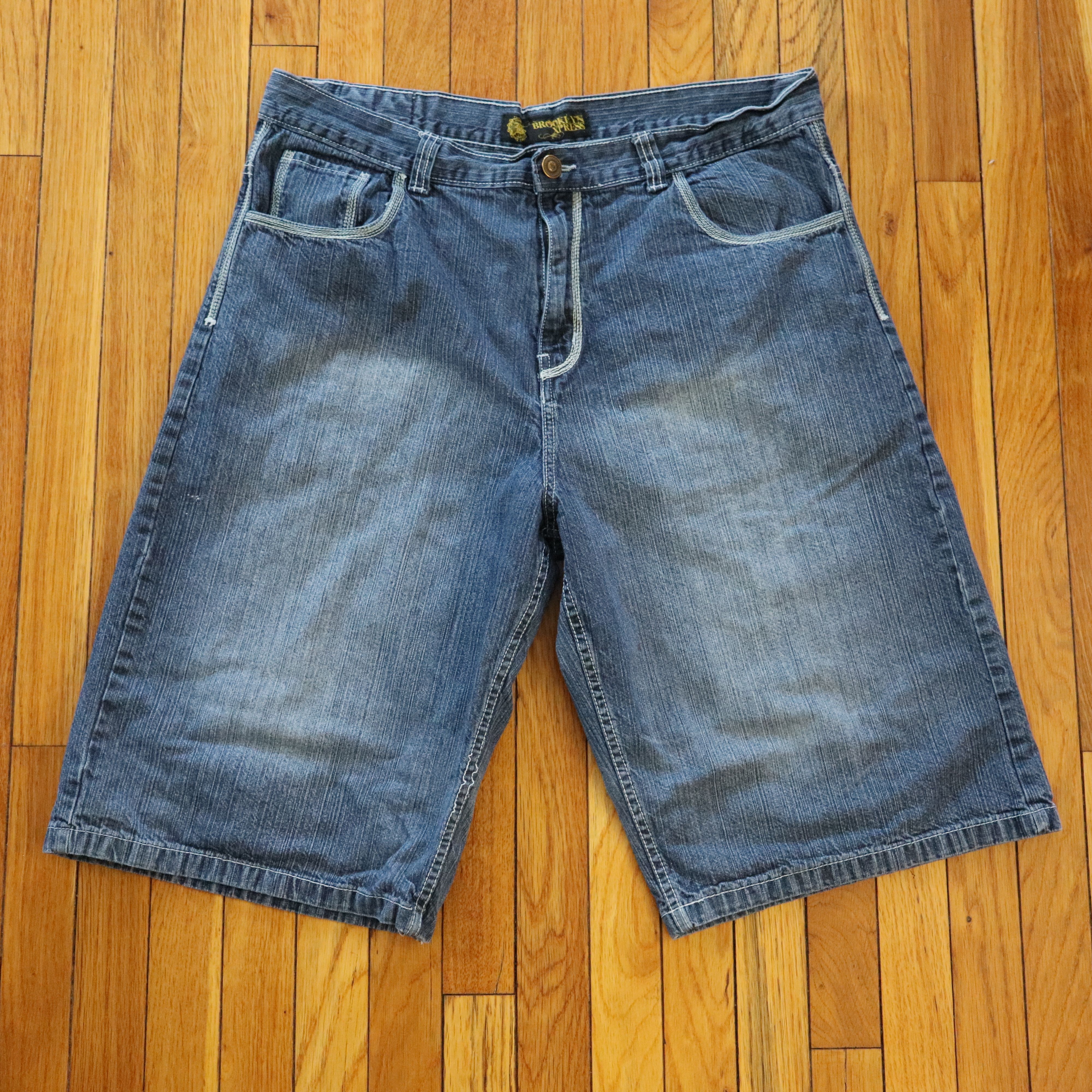 Ecko Unltd. × JNCO × Southpole Vintage 90s Baggy Skater Super Long Denim Shorts Jorts 39 40 Size US 40 / EU 56 - 2 Thumbnail