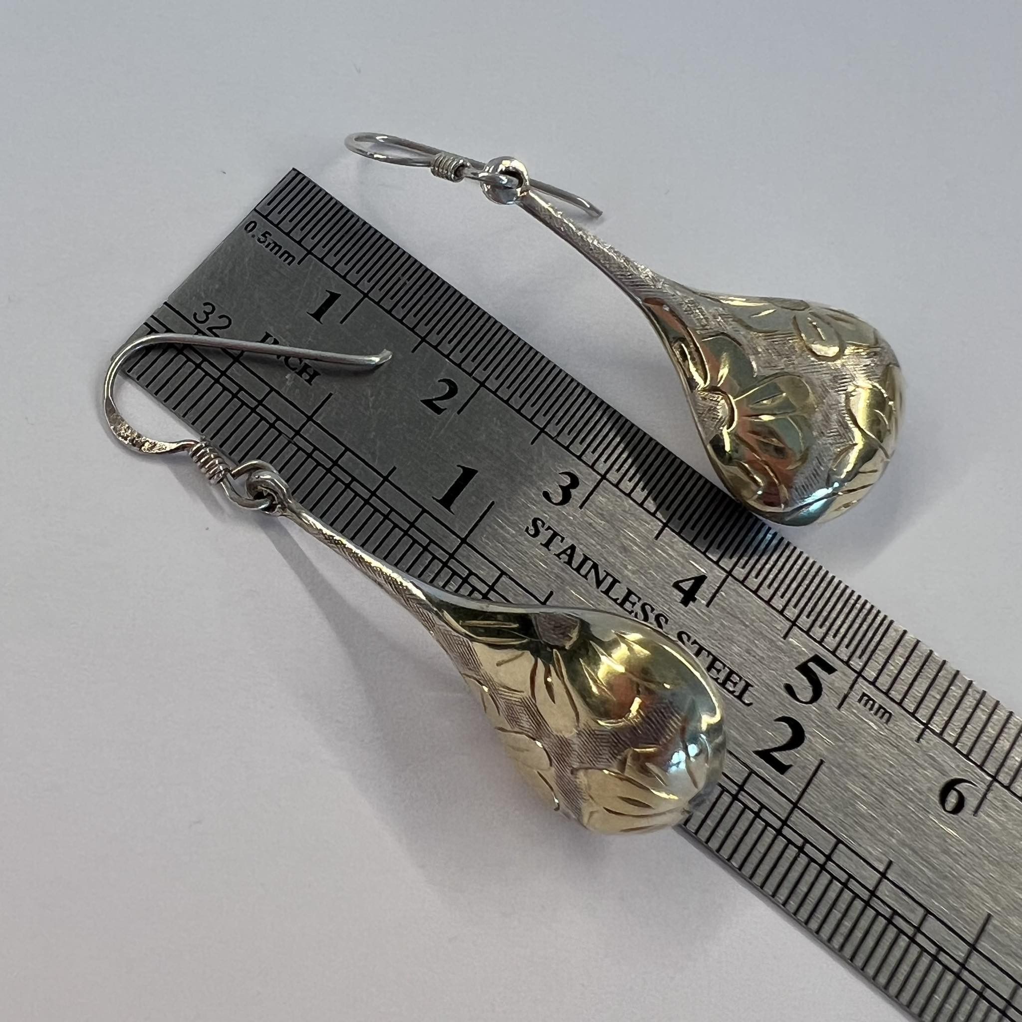 Vintage Vintage Gilt Sterling Silver 925 Earrings Drops Italy Size ONE SIZE - 5 Thumbnail