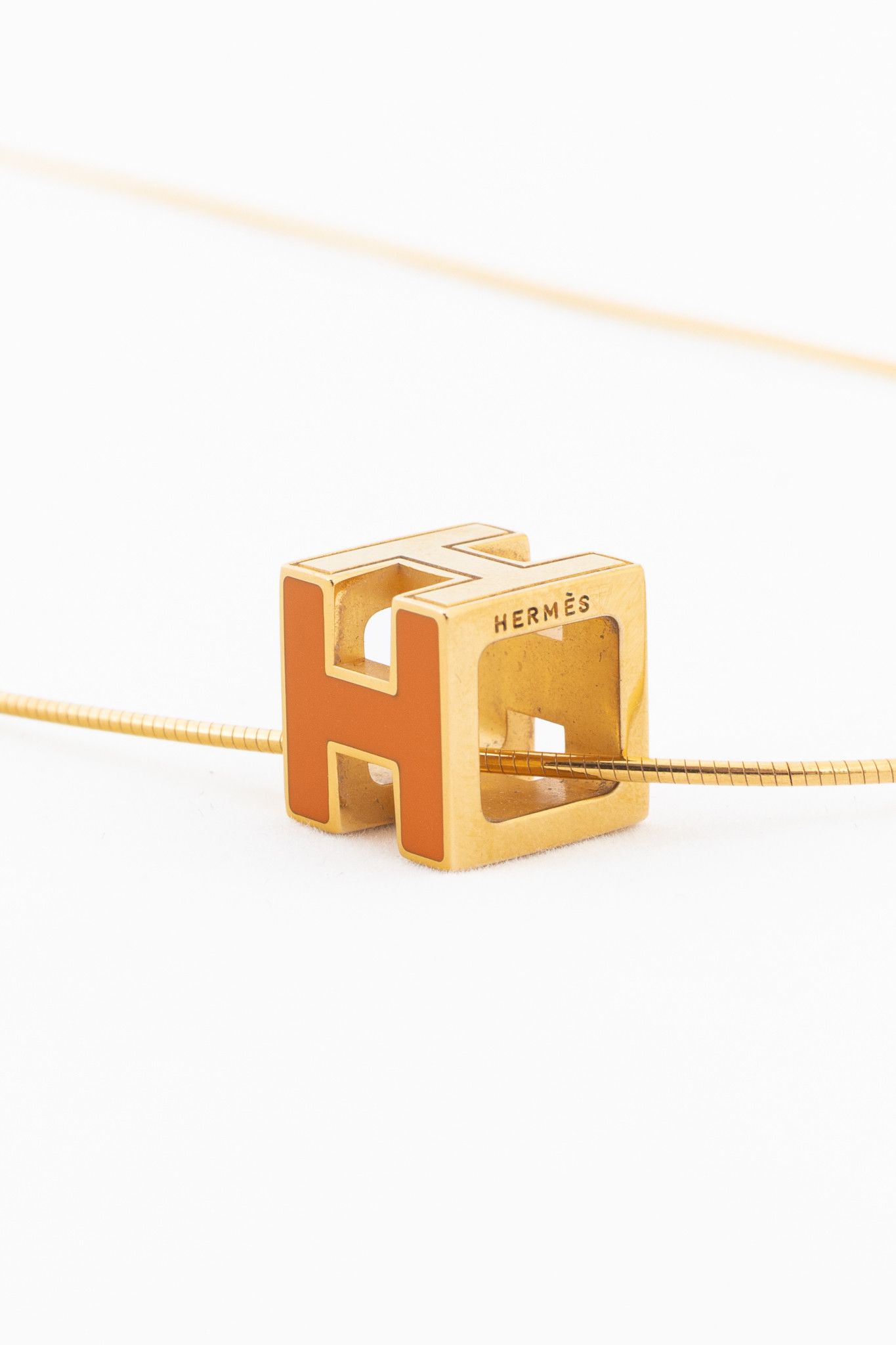 Hermes Hermes Cage D'H Gold Cube-Pendant Necklace Size ONE SIZE - 3 Thumbnail