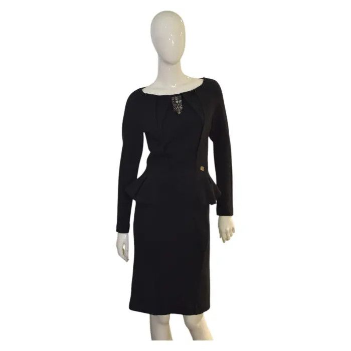 Roberto Cavalli Class Roberto Cavalli Anthracite Gray Wool Long Sleeve Knee Size L / US 10 / IT 46 - 1 Thumbnail