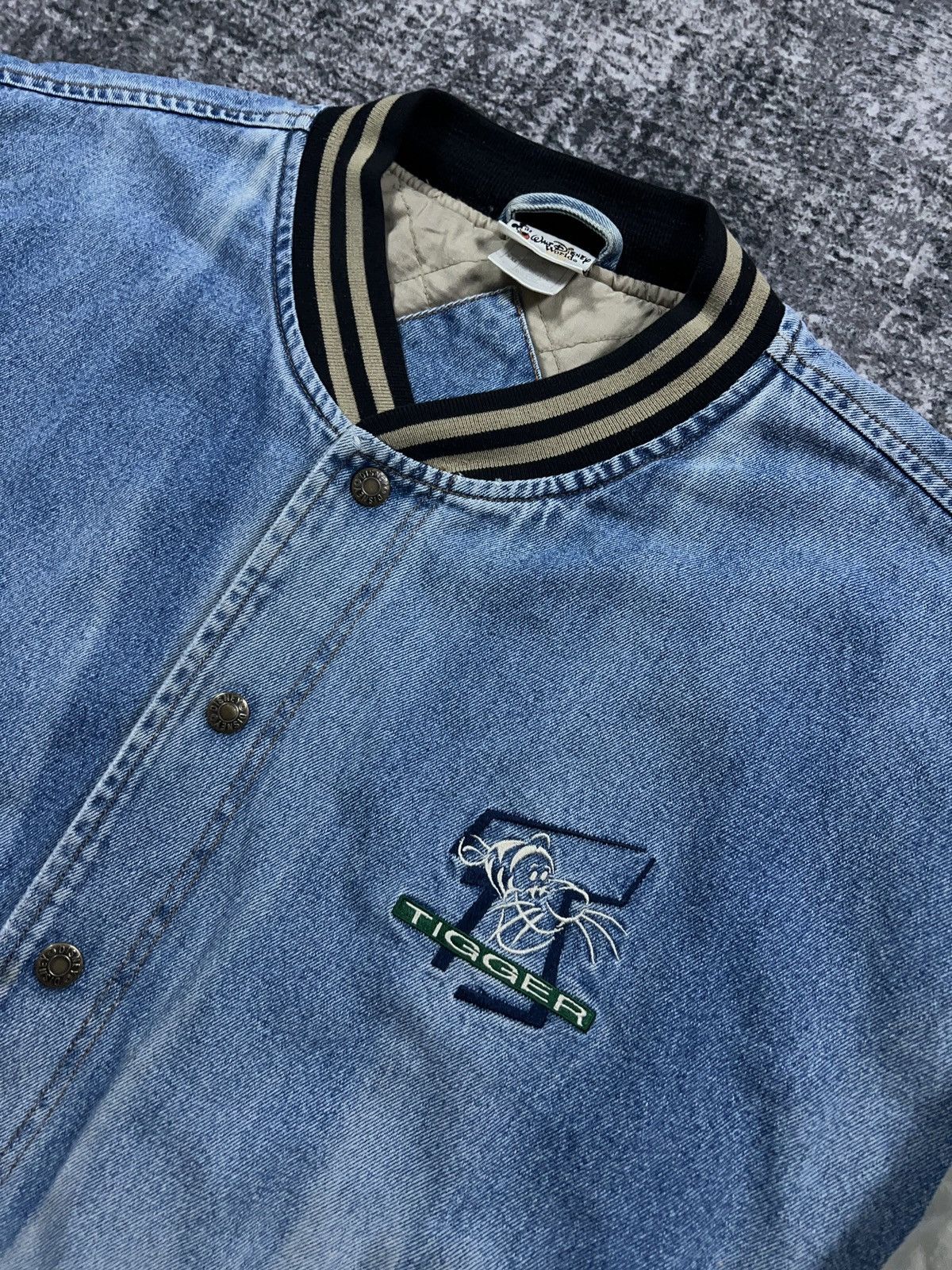 Disney × Vintage Vintage Disney Tigger Denim Varsity Bomber Jacket Size US XXL / EU 58 / 5 - 12 Thumbnail