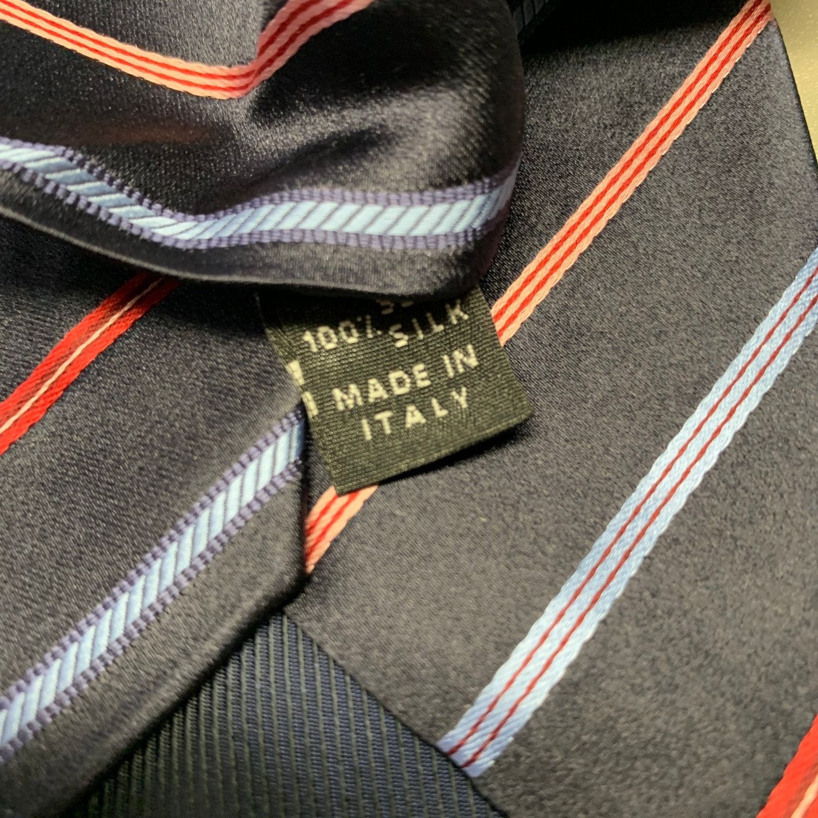Other BORRELLI Navy Red Diagonal Stripe Silk Tie Size ONE SIZE - 3 Thumbnail