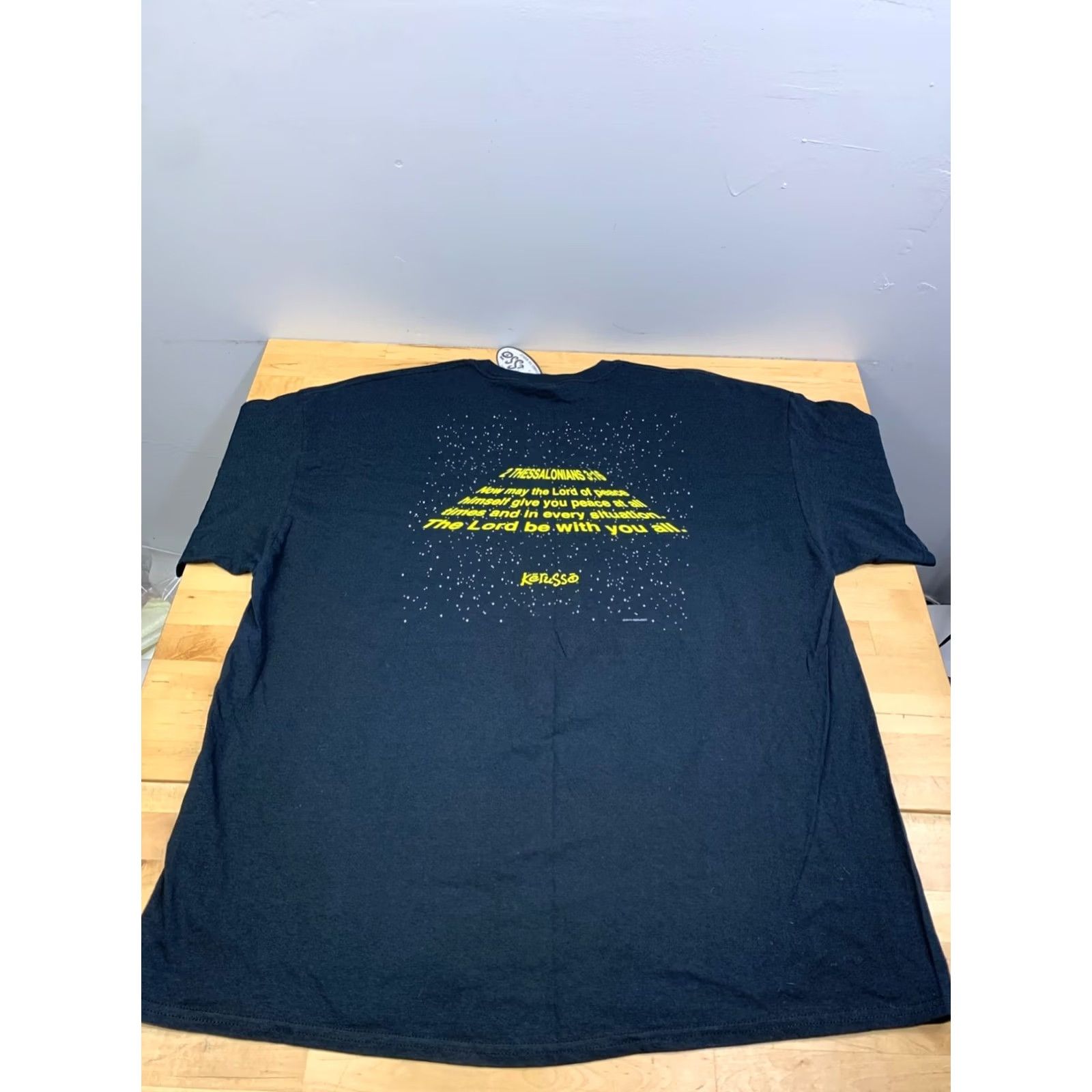 Vintage KERUSSO May the Lord be With You Shirt Men 2XL Black T-Shirt Jesus Christian Crew Neck Graphic Print NWT Size US XXL / EU 58 / 5 - 4 Thumbnail