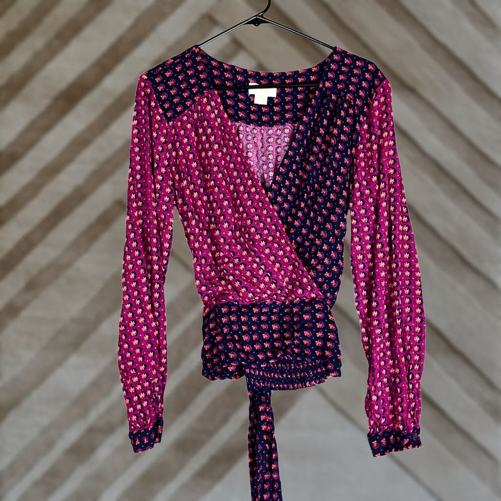 Anthropologie Anthropologie Maeve Women Blouse Multicolored Lisa Puff Sleeve Faux Wrap 12 Size XL / US 12-14 / IT 48-50 - 1 Thumbnail