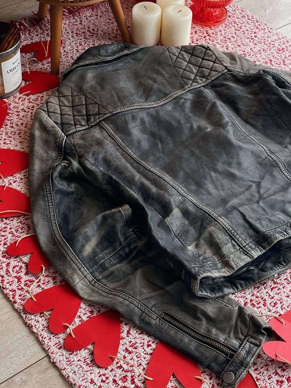Allsaints AllSaints Grey Black Leather Biker Jacket Size XS / US 0-2 / IT 36-38 - 7 Thumbnail