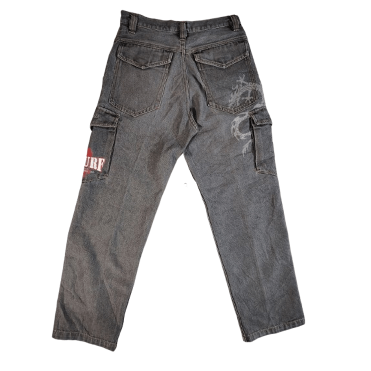 Japanese Brand ARCHIVAL Y2K PJ'S SURF "Dragon" Baggy Cargo Denim Size US 30 / EU 46 - 2 Thumbnail