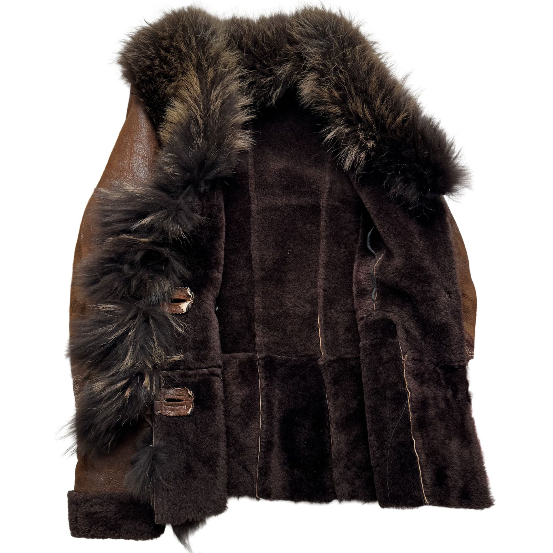 Vintage Real Sheepskin Coat With Real Fur Details From The 90's(V349 Size S / US 4 / IT 40 - 6 Thumbnail