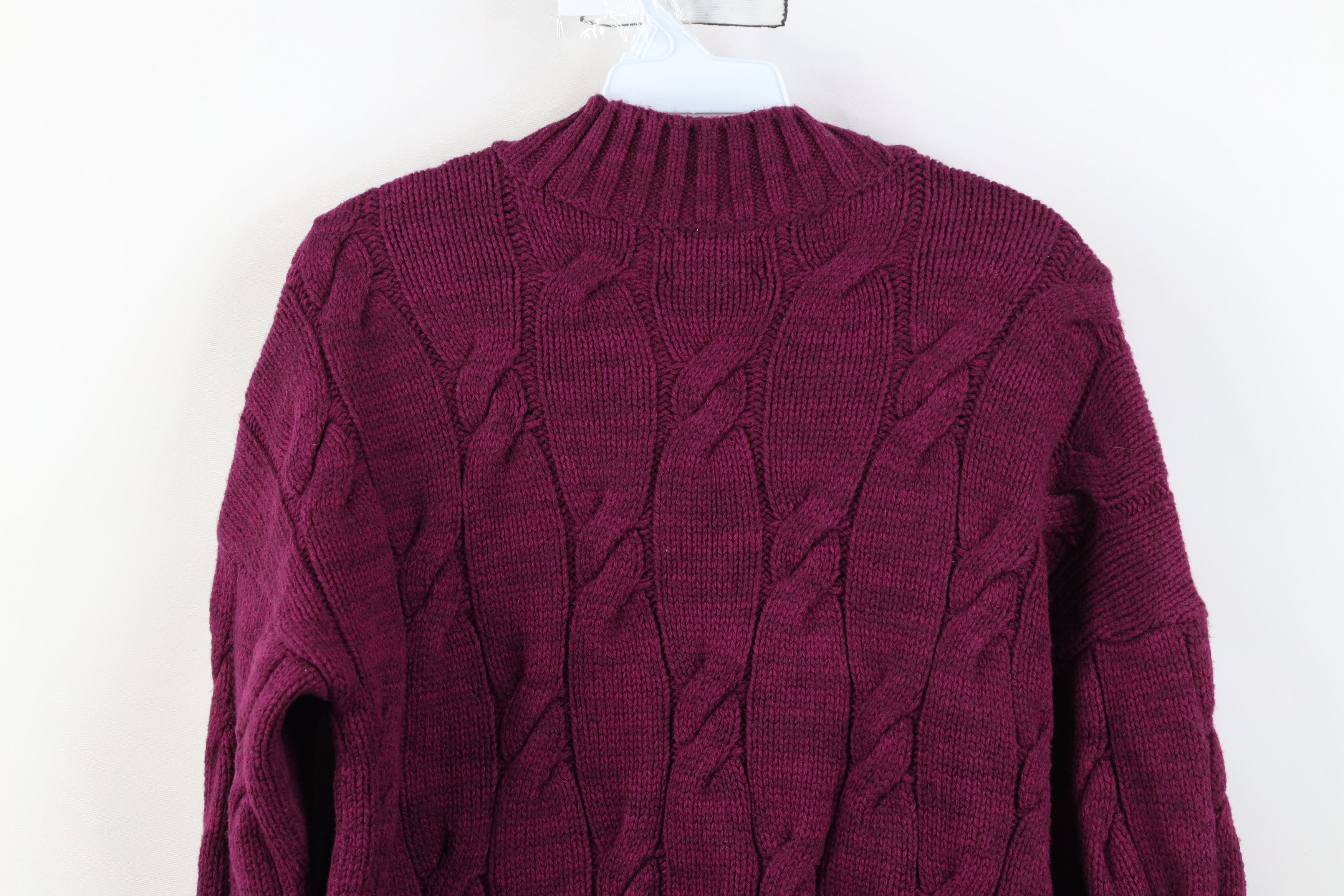 Lands' End Vintage Lands End Fisherman Chunky Cable Mock Neck Sweater Size S / US 4 / IT 40 - 9 Thumbnail