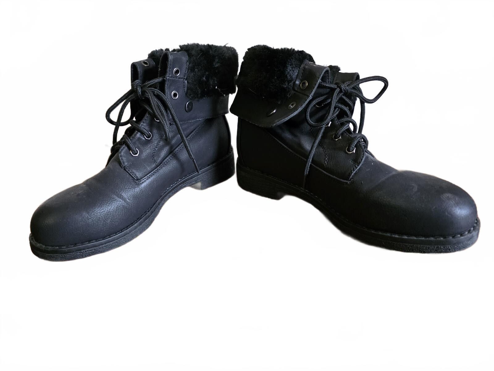 Unknown London Black Faux Fur Lace-Up Ankle Boots Womens Size 7 90s Grunge Size US 7 / IT 37 - 5 Thumbnail