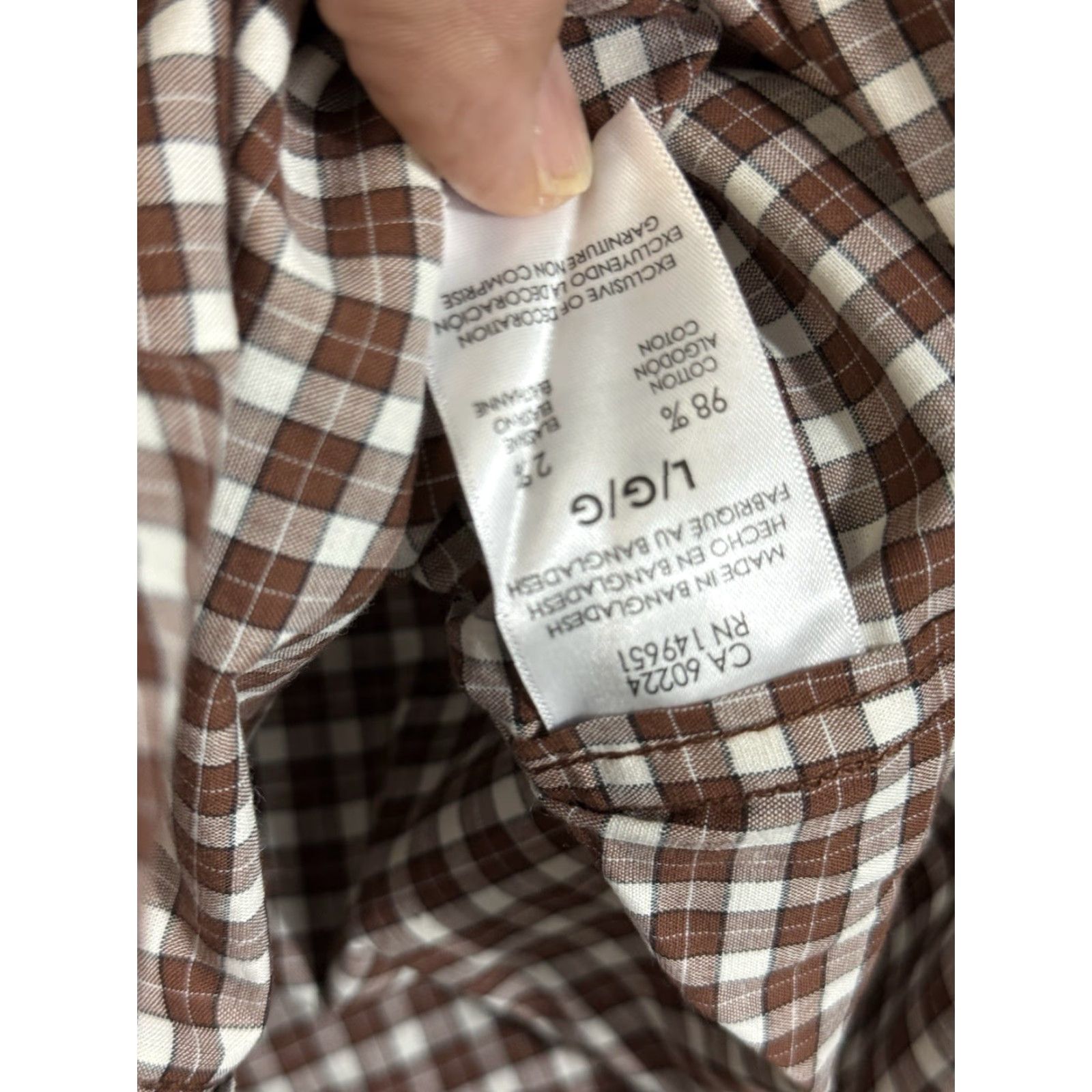 Bonobos Bonobos Shirt Men L Brown Check Long Sleeve 100% Cotton Button-Up NWT Size US L / EU 52-54 / 3 - 7 Thumbnail