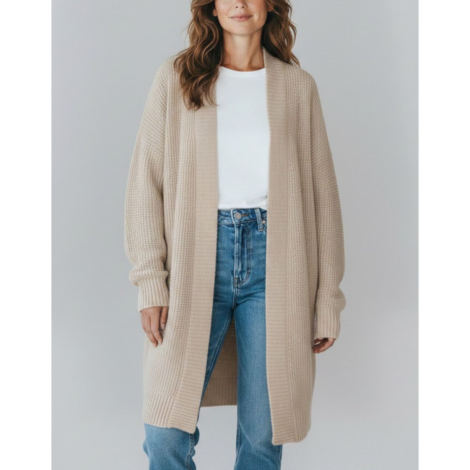 Eileen Fisher EILEEN FISHER Open Front Waffle Knit Cardigan Sweater Sz M Size M / US 6-8 / IT 42-44 - 1 Thumbnail
