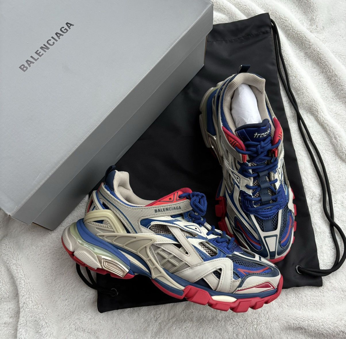 Balenciaga Balenciaga Grey/Red/Blue Track Sneakers Size US 8 / EU 41 - 1 Thumbnail