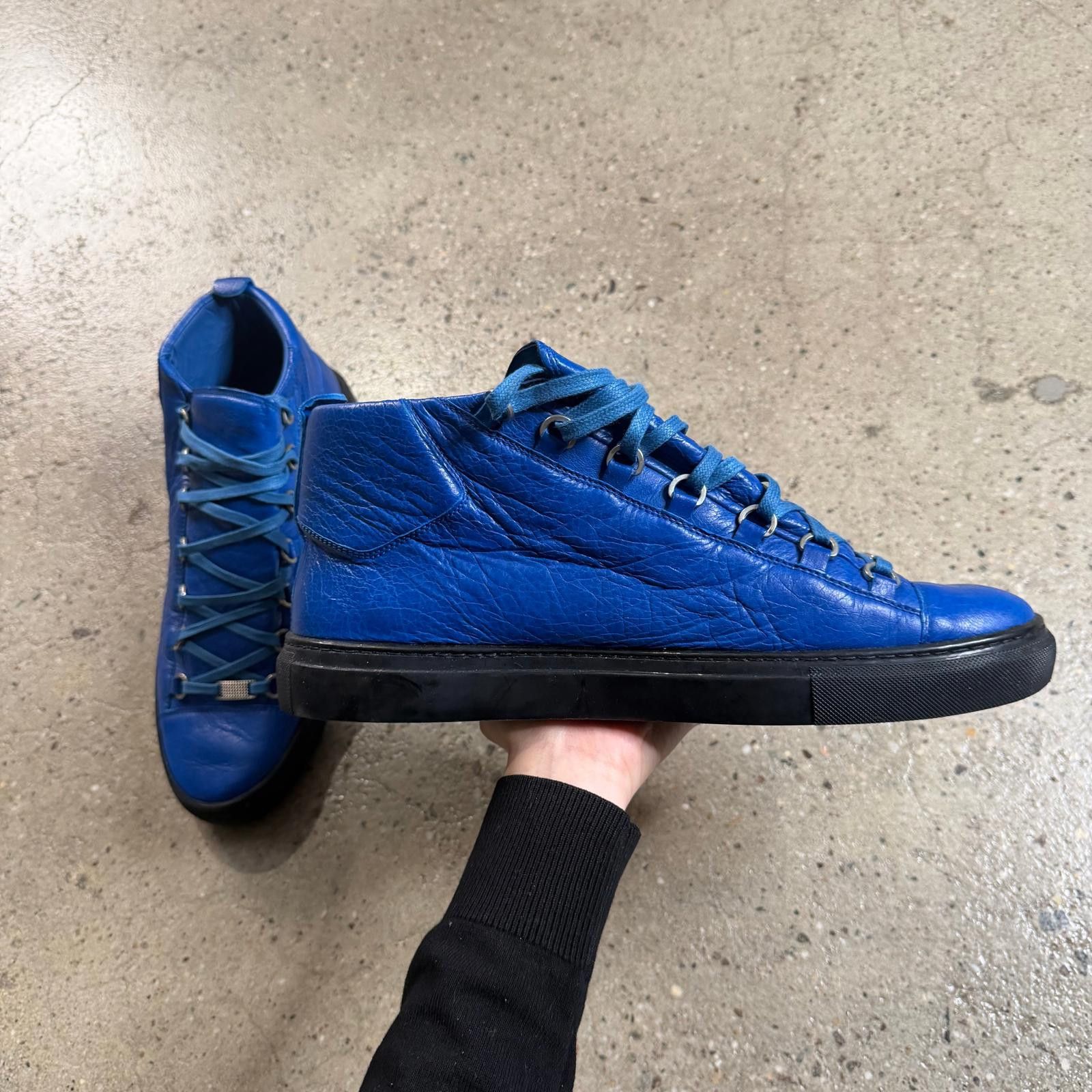 Balenciaga Balenciaga Leather Arena Sneakers (Blue) Size US 12 / EU 45 - 4 Thumbnail