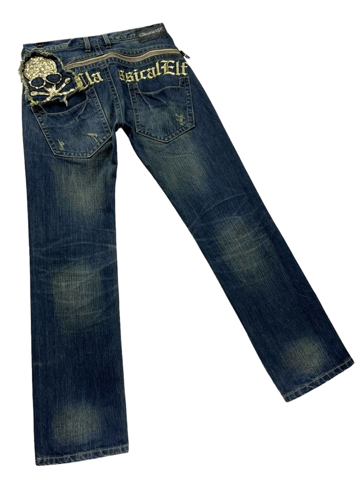 Vintage 🔥CLASSICAL ELF Punk Skull Crossbones Sequin Mudmax Denim Size 27" / US 4 / IT 40 - 7 Thumbnail