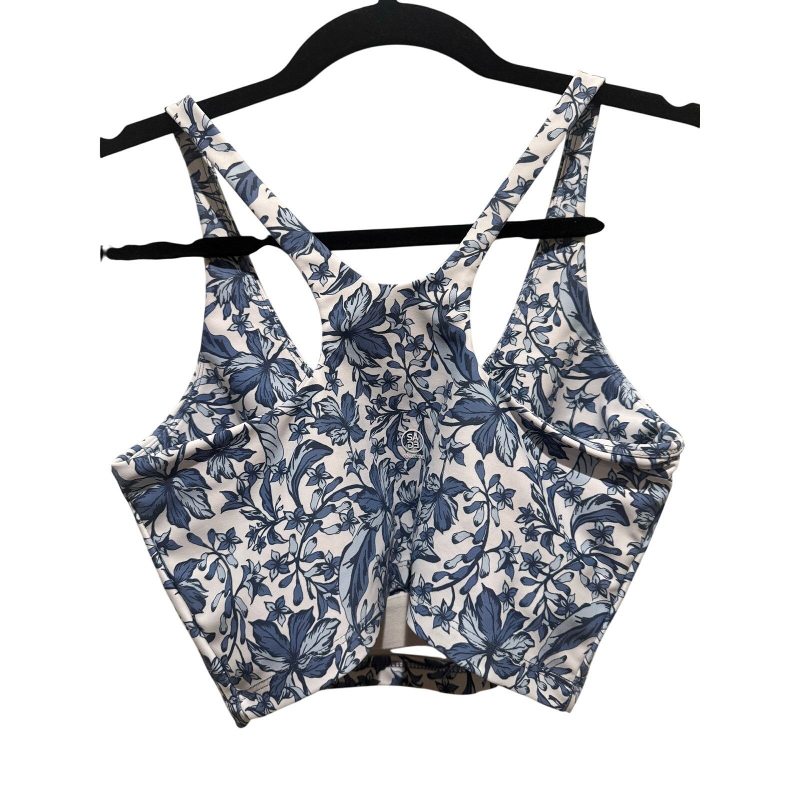 Other SAGE Collective Floral Sports Bra Blue White Racerback S Size S / US 4 / IT 40 - 2 Thumbnail