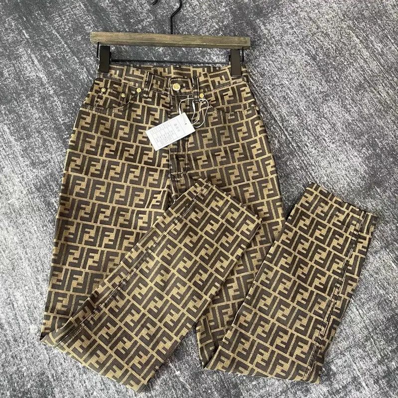 Fendi Fendi XS Brown Cotton Casual Pants 0089 Size 23" - 1 Thumbnail