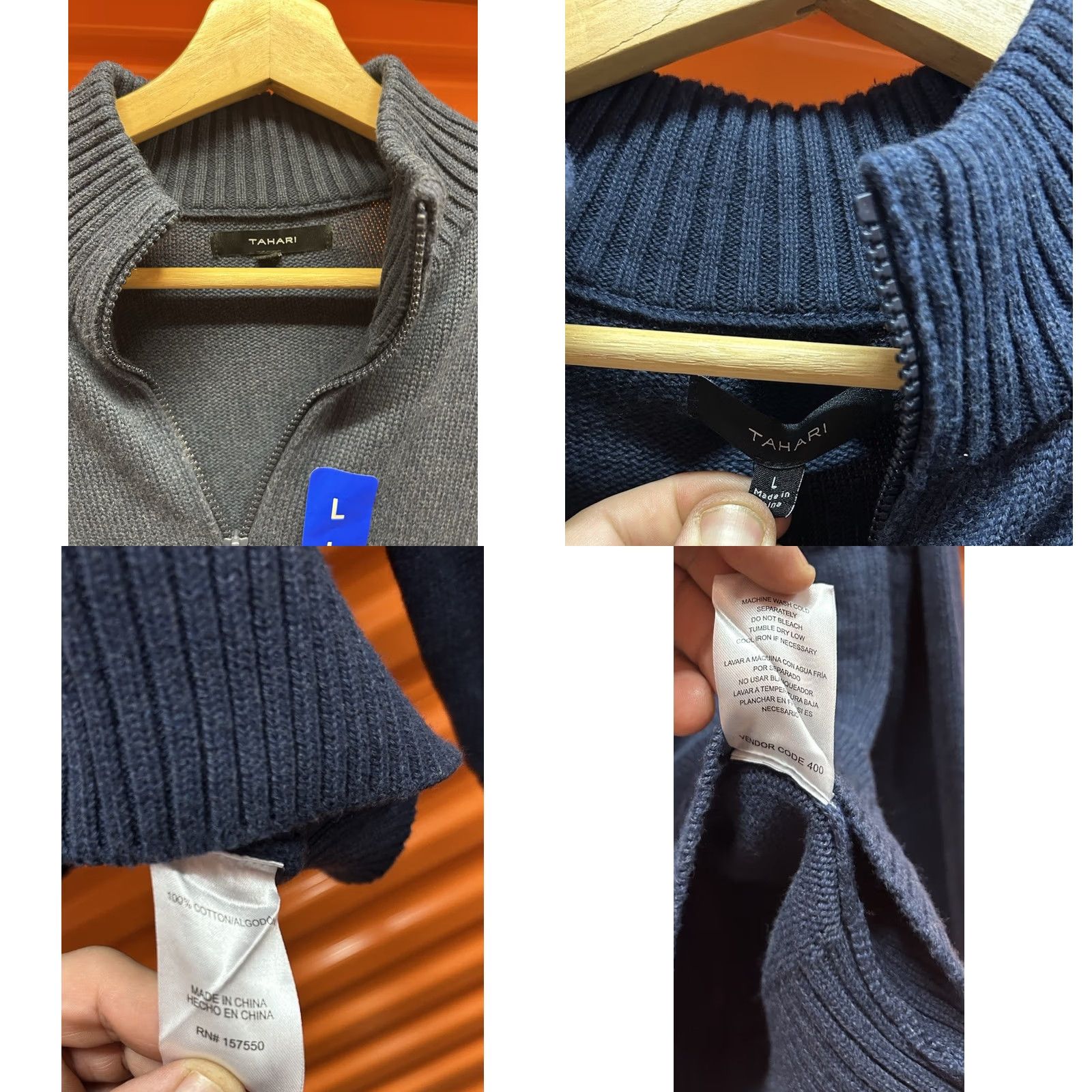 Vintage New Tahari Indigo Heather Blue MockNeck 1/4Zip Pullover Sweater Size L Men’s Large Size US L / EU 52-54 / 3 - 8 Thumbnail