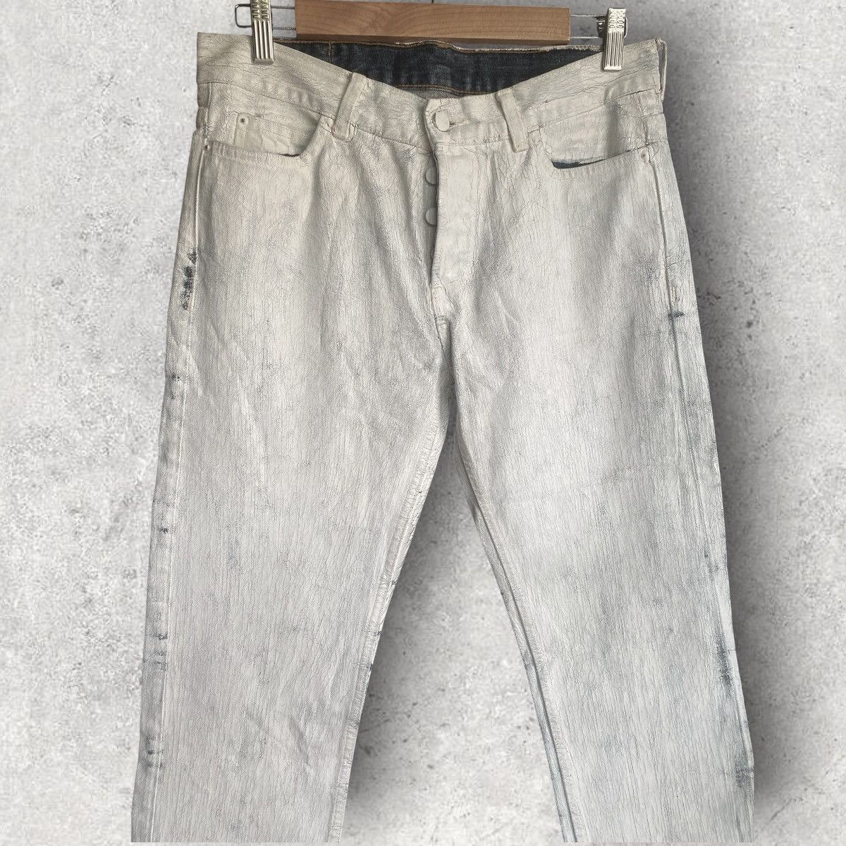 Maison Margiela AW12 Margiela x HM White Painted Denim Size US 29 - 1 Thumbnail