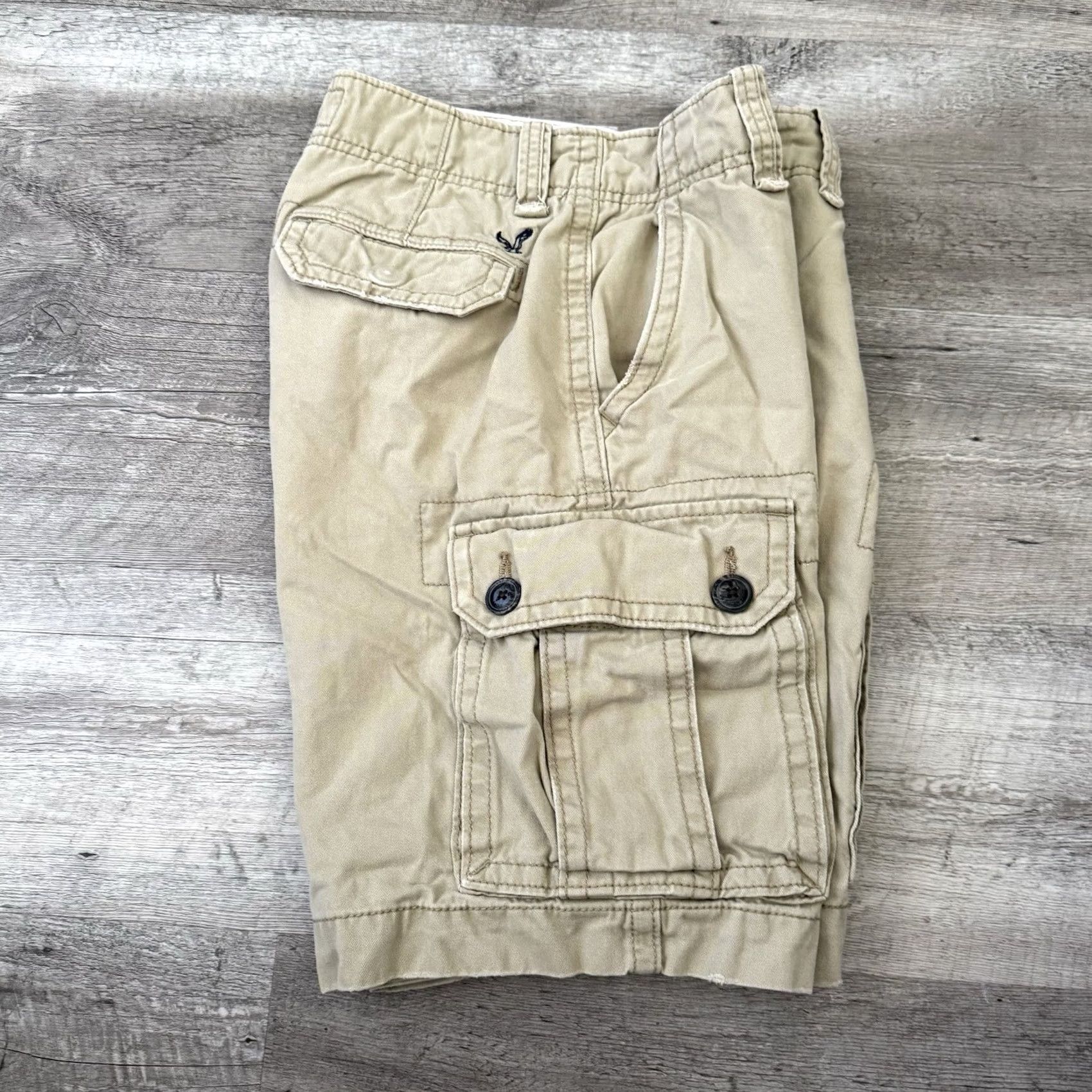 American Eagle Outfitters American Eagle Cargo Shorts Mens 26 Khaki Tan 100% Cotton Casual Size US 26 / EU 42 - 2 Thumbnail