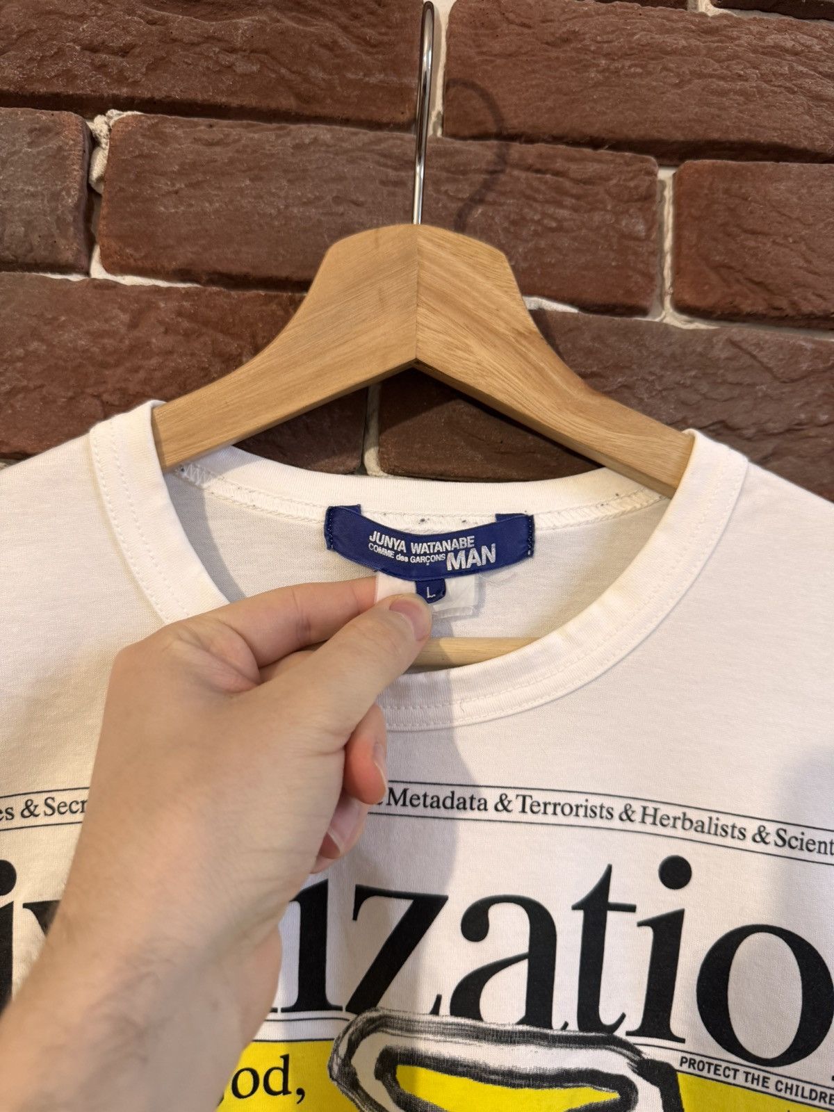 Comme des Garcons SHIRT × Japanese Brand × Junya Watanabe CDG Junya Watanabe Civilization T shirt Japanese Hype L Whit Size US L / EU 52-54 / 3 - 8 Thumbnail