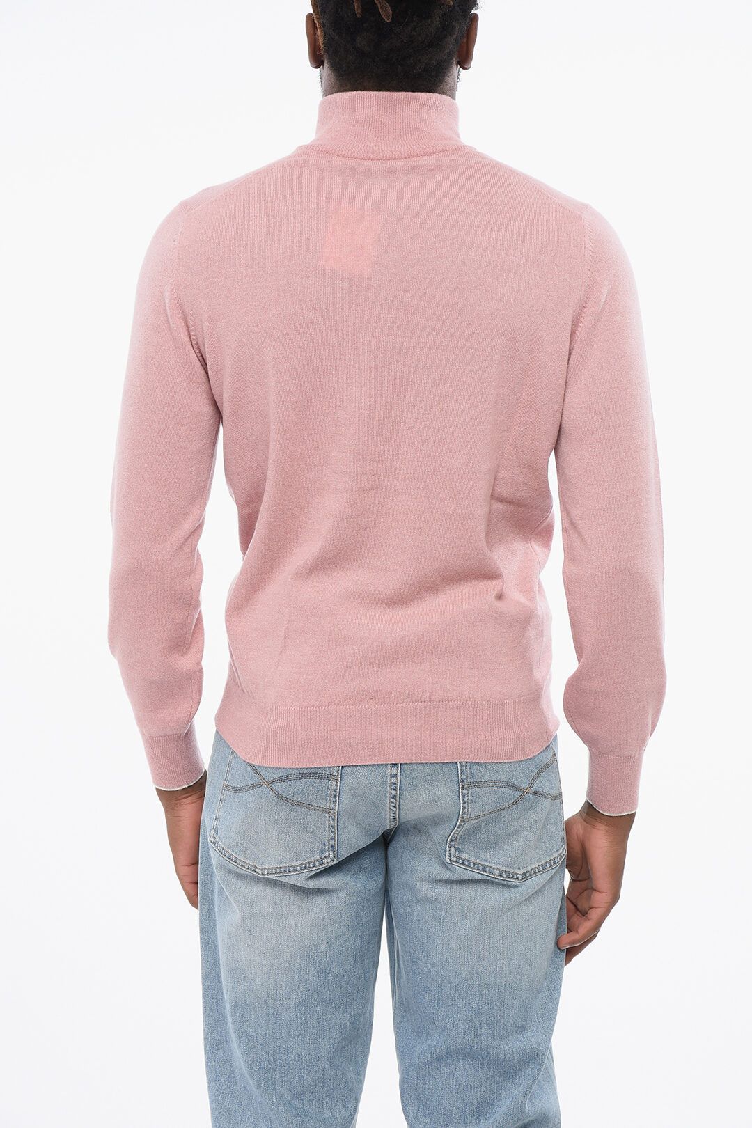 Brunello Cucinelli og1mm0725 Pure Cashmere Mockneck Sweater in Pink Size US XXL / EU 58 / 5 - 2 Thumbnail