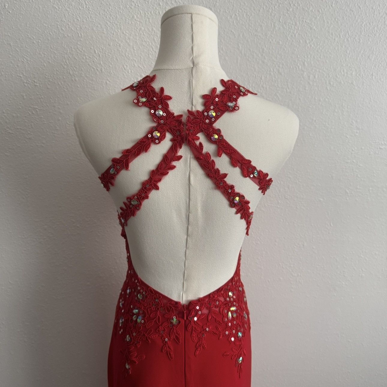 Other DANCING QUEEN Red Mesh Lace High Neck Formal Prom Gown Dress Size XS / US 0-2 / IT 36-38 - 13 Thumbnail