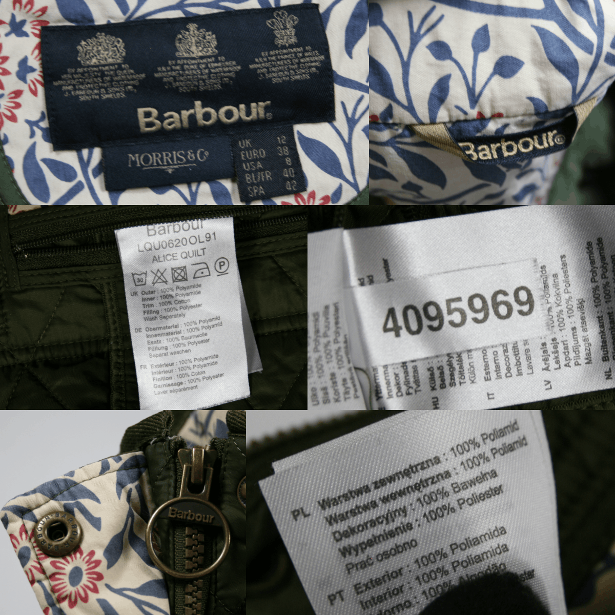 Barbour Morris & Co Alice Quilted Jacket Size M / US 6-8 / IT 42-44 - 16 Thumbnail