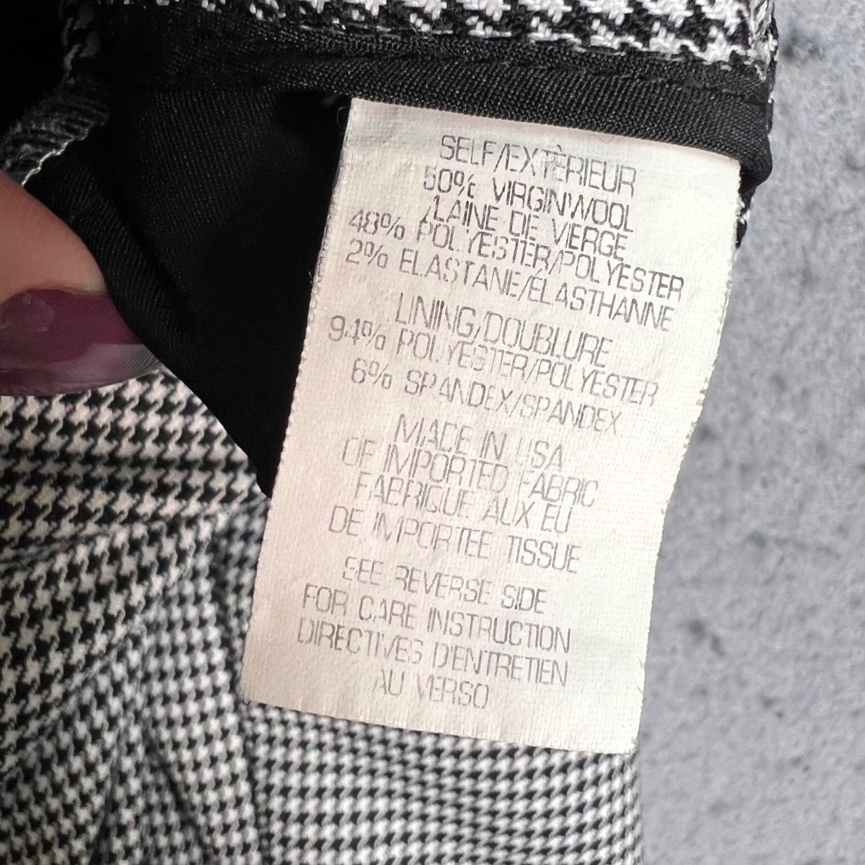 Theory VINTAGE Theory Pants Womens 2 Houndstooth Slim Leg Tapered Wool Virgin Wool Blend Gray Dress Pants Womens Size 26" / US 2 / IT 38 - 4 Thumbnail
