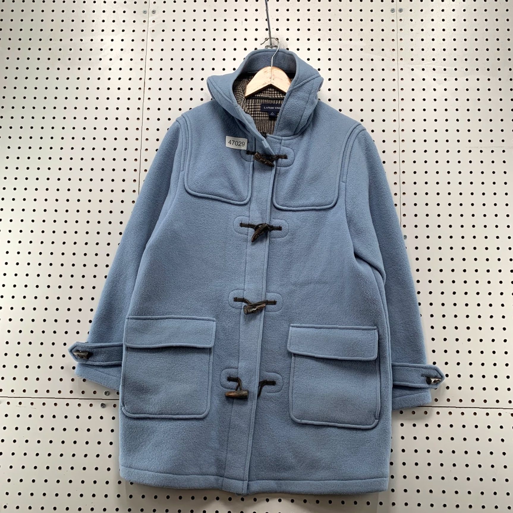 Lands' End Lands' End Wool Duffle Toggle Coat Womens Medium Sky Blue Hooded Coat Size M / US 6-8 / IT 42-44 - 2 Thumbnail