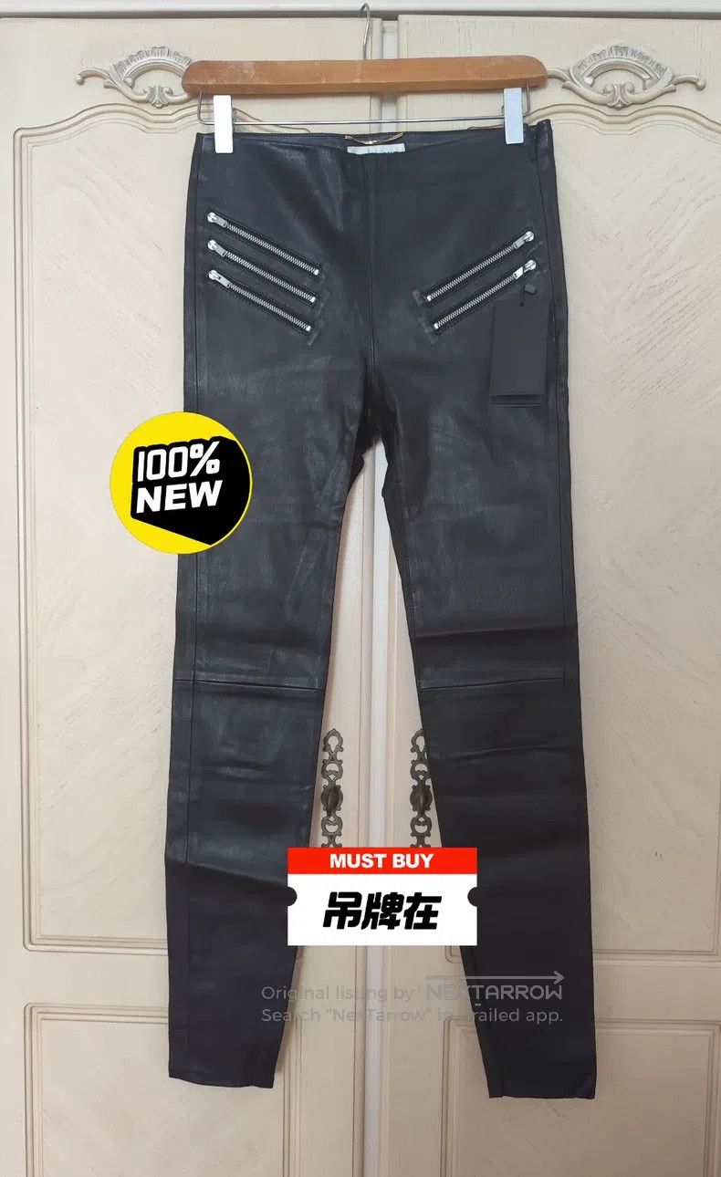 Saint Laurent Paris Saint Laurent Paris size F38 Zipper Women's Slim Leg Leathe Size 23" - 1 Thumbnail