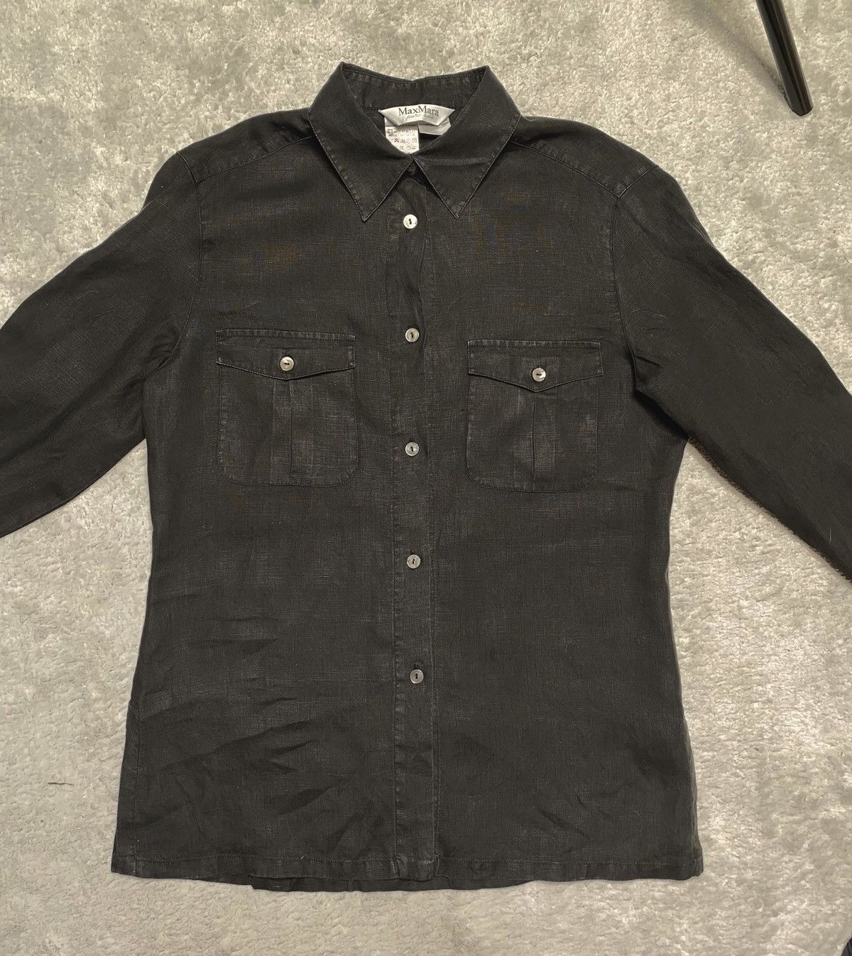 Max Mara Vintage Black Button Up Shirt Basic Elegant Max Mara Linen Size M / US 6-8 / IT 42-44 - 5 Thumbnail
