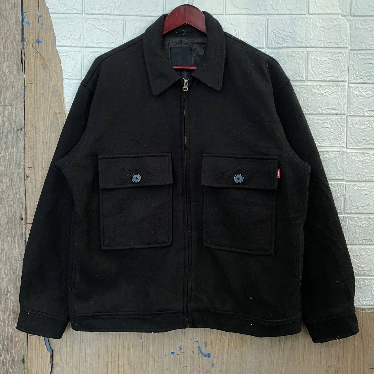 Edwin × Vintage Rare Vintage Wool Zipper Double pocket Jacket by Edwin Size US L / EU 52-54 / 3 - 1 Thumbnail