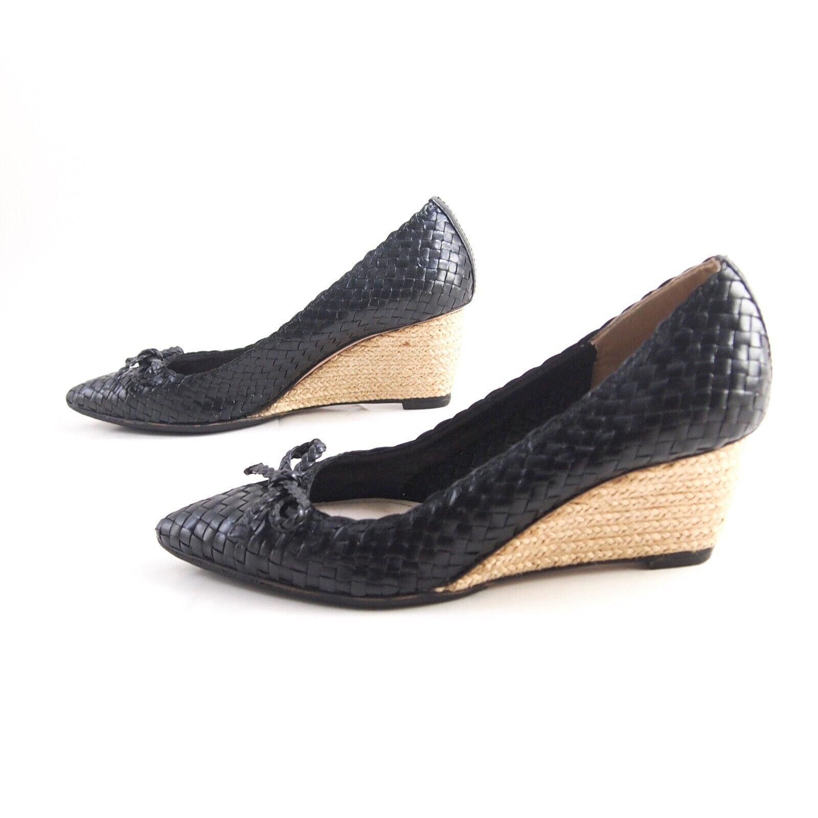 Prada Prada Wedge Pumps Heels Black Braided Leather US 6 EU 36 Size US 6 / IT 36 - 2 Thumbnail