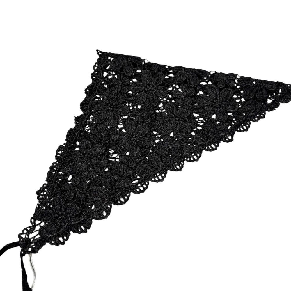 Anthropologie New Anthropologie Floral Crochet Black Hair Scarf Size ONE SIZE - 6 Thumbnail