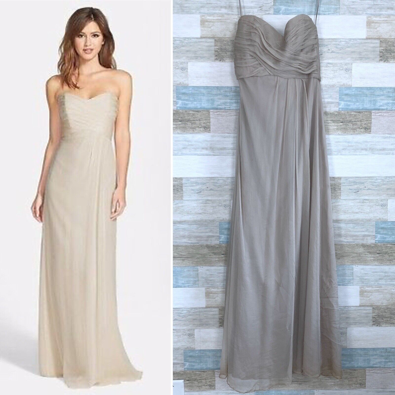 Other Nouvelle Amsale Silk Crinkle Chiffon Bridesmaid Dress Gown Size M / US 6-8 / IT 42-44 - 1 Thumbnail