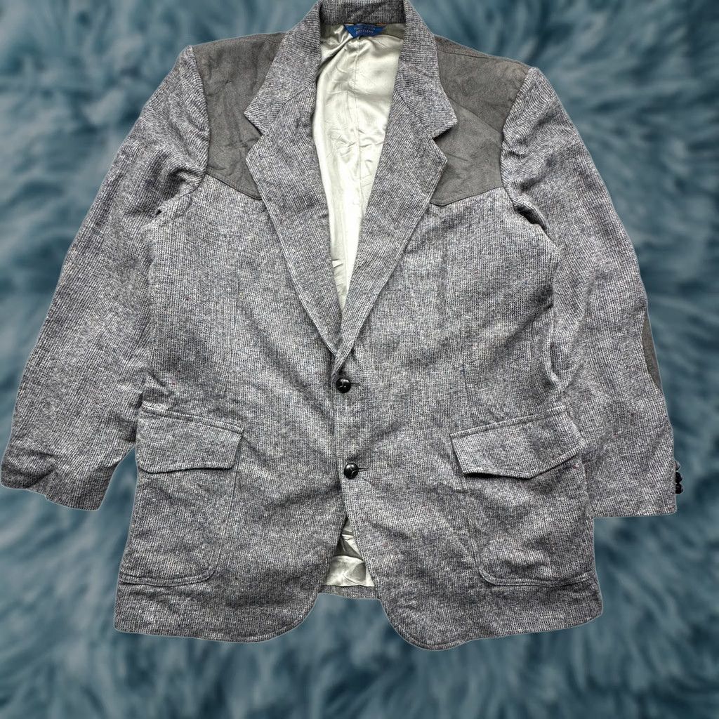 Pendleton VINTAGE Pendleton Wool Lined Blazer Coat Jacket Mens 46 XXL Notched Collar Pockets Gray Size 46R - 1 Thumbnail