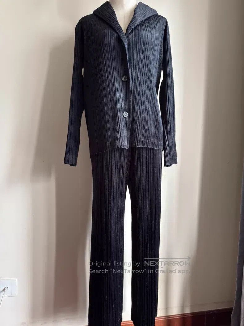 Issey Miyake Issey Miyake size:1 Black Ruffle Straight Pants Size 22" - 6 Thumbnail
