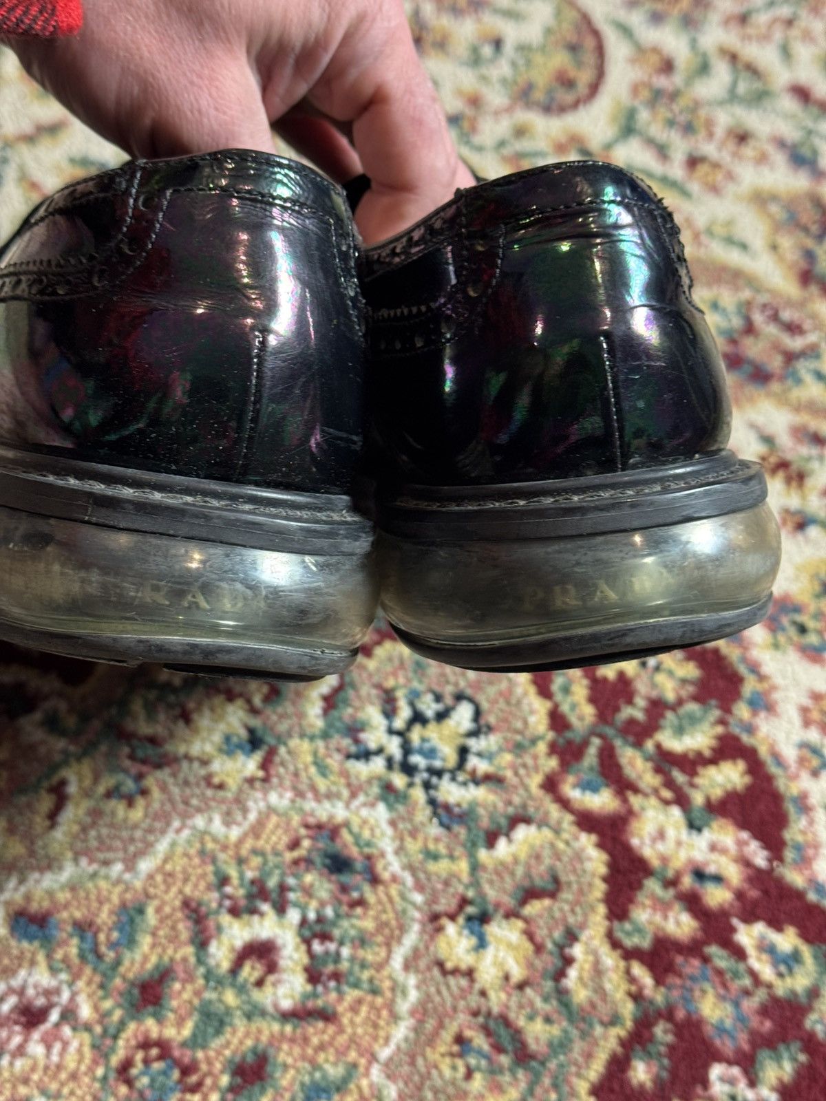 Prada Prada Air Sole Derby Brogue Patent Leather "Oil spill" Size US 9 / EU 42 - 5 Thumbnail