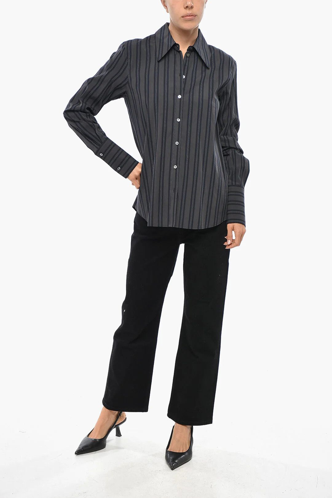 Tory Burch og1mm0426 Poplin Shirt in Grey Size S / US 4 / IT 40 - 4 Thumbnail