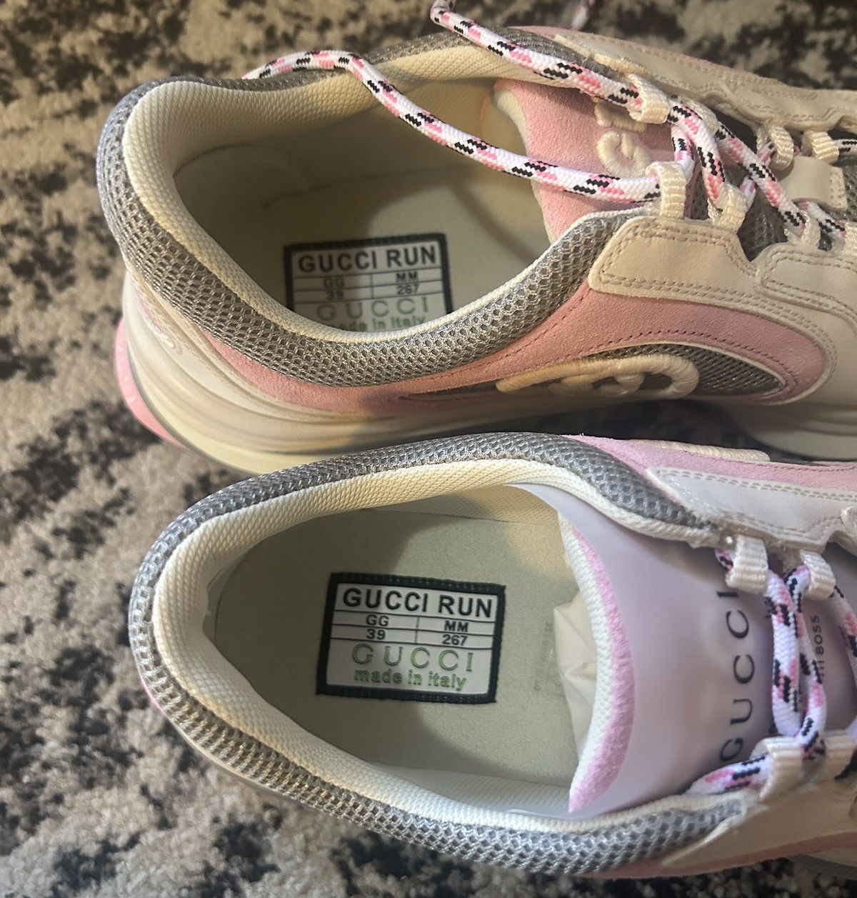 Gucci Gucci Leather Upper Run Sneaker Grey Pink Off White Size US 9 / IT 39 - 4 Thumbnail