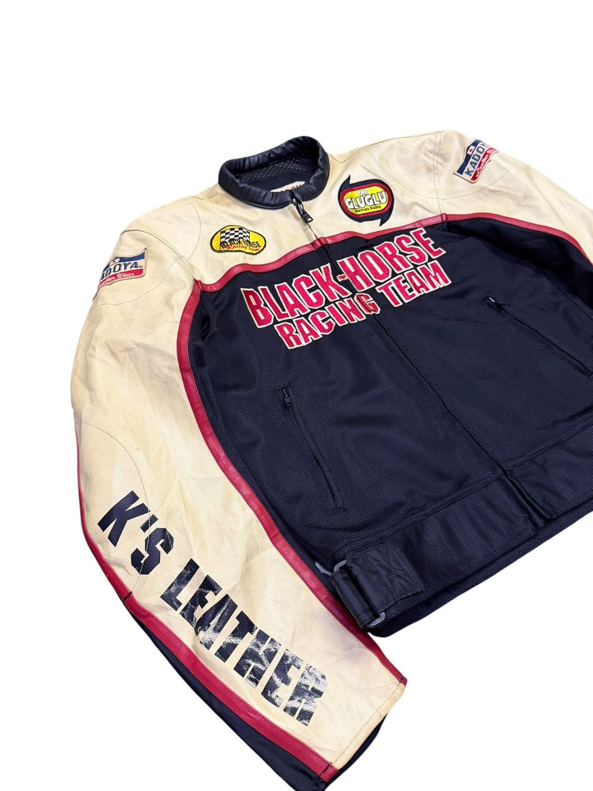 Kadoya Kadoya Black Horse Racing Team Half Leather Biker Jacket Size US L / EU 52-54 / 3 - 3 Thumbnail