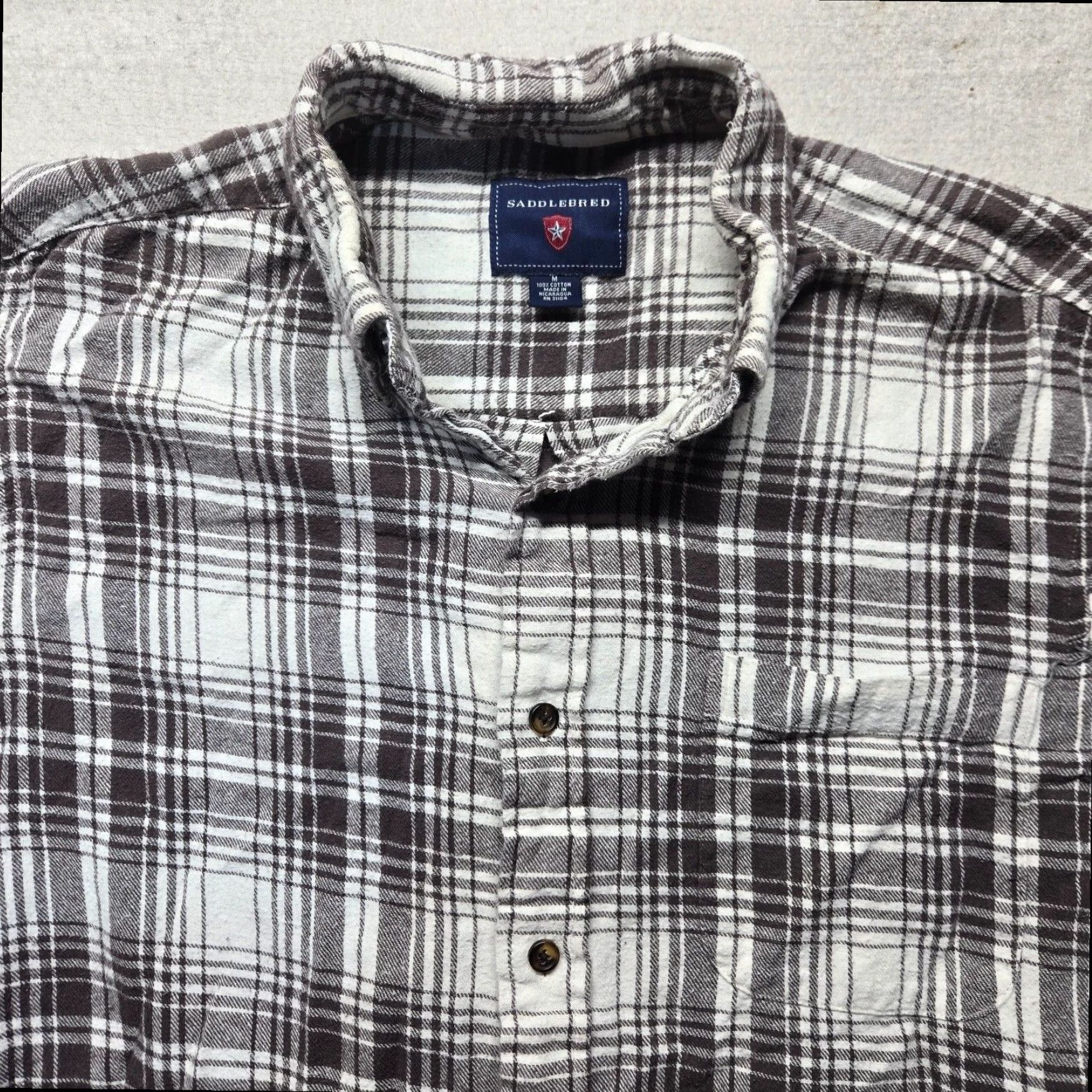 Vintage Saddlebred Brown Plaid Long Sleeve Flannel Button Up Shirt Men's Medium Size US M / EU 48-50 / 2 - 2 Thumbnail