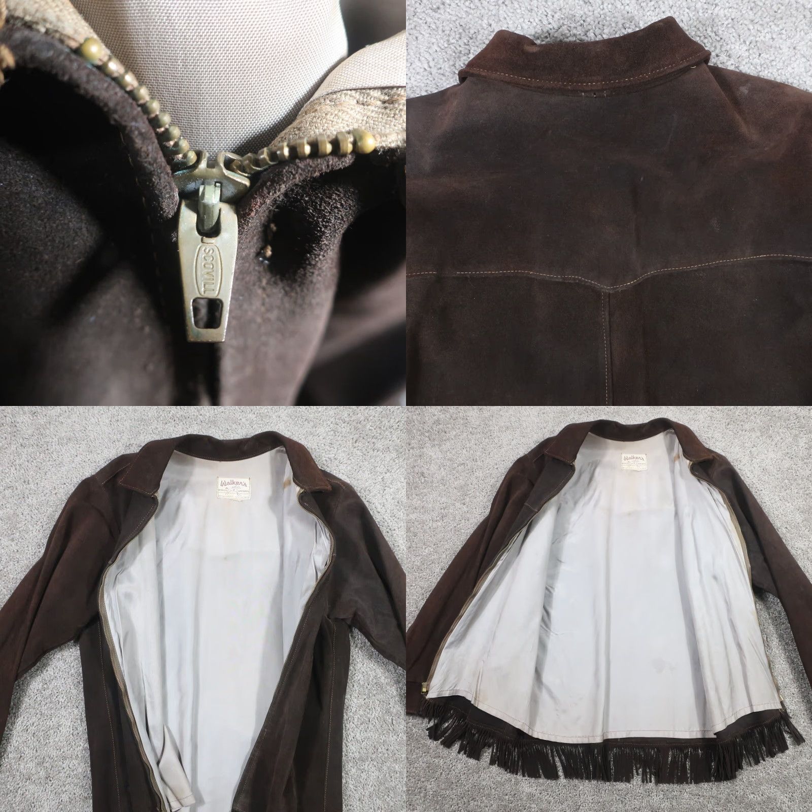 Vintage VTG Walker's Riding Apparel Leather Jacket Mens 40 Brown Suede Fringes Western Bomber Jacket Adult Men Size US XXS / EU 40 - 9 Thumbnail
