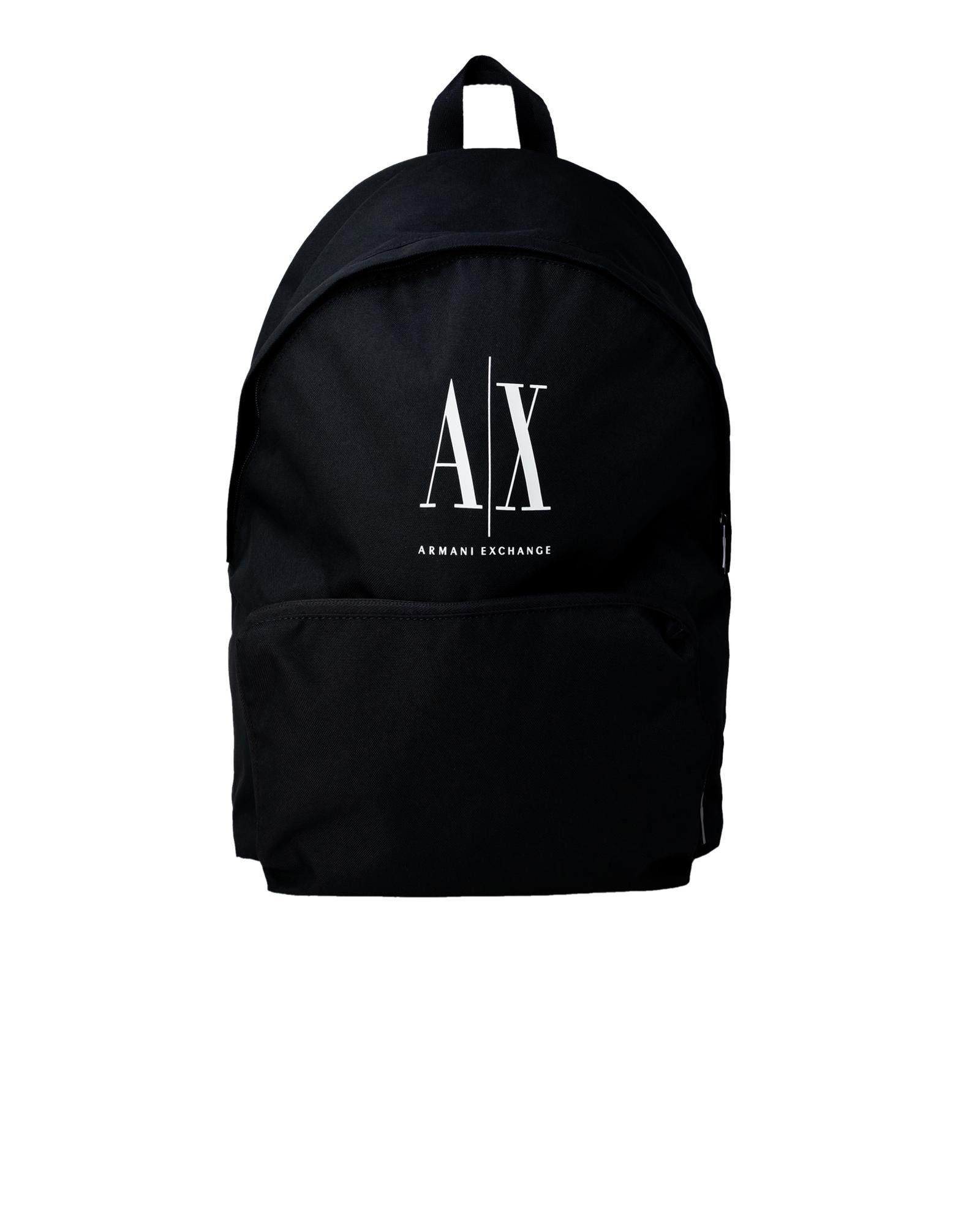 image of Armani Exchange Printed Polyester Rucksack in Black, Men's