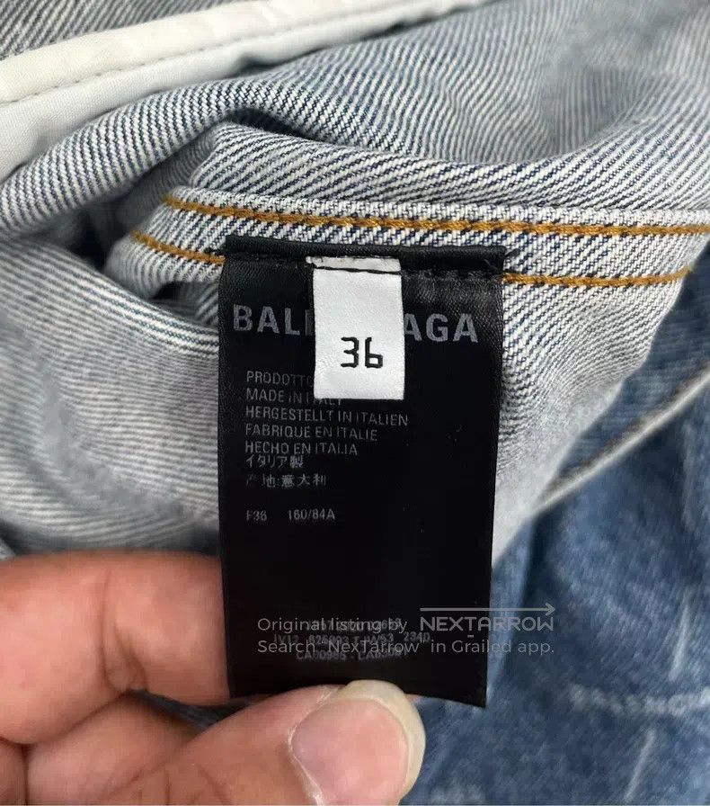 Balenciaga Balenciaga Blue Logo Printed Denim Jacket Size XS / US 0-2 / IT 36-38 - 4 Thumbnail