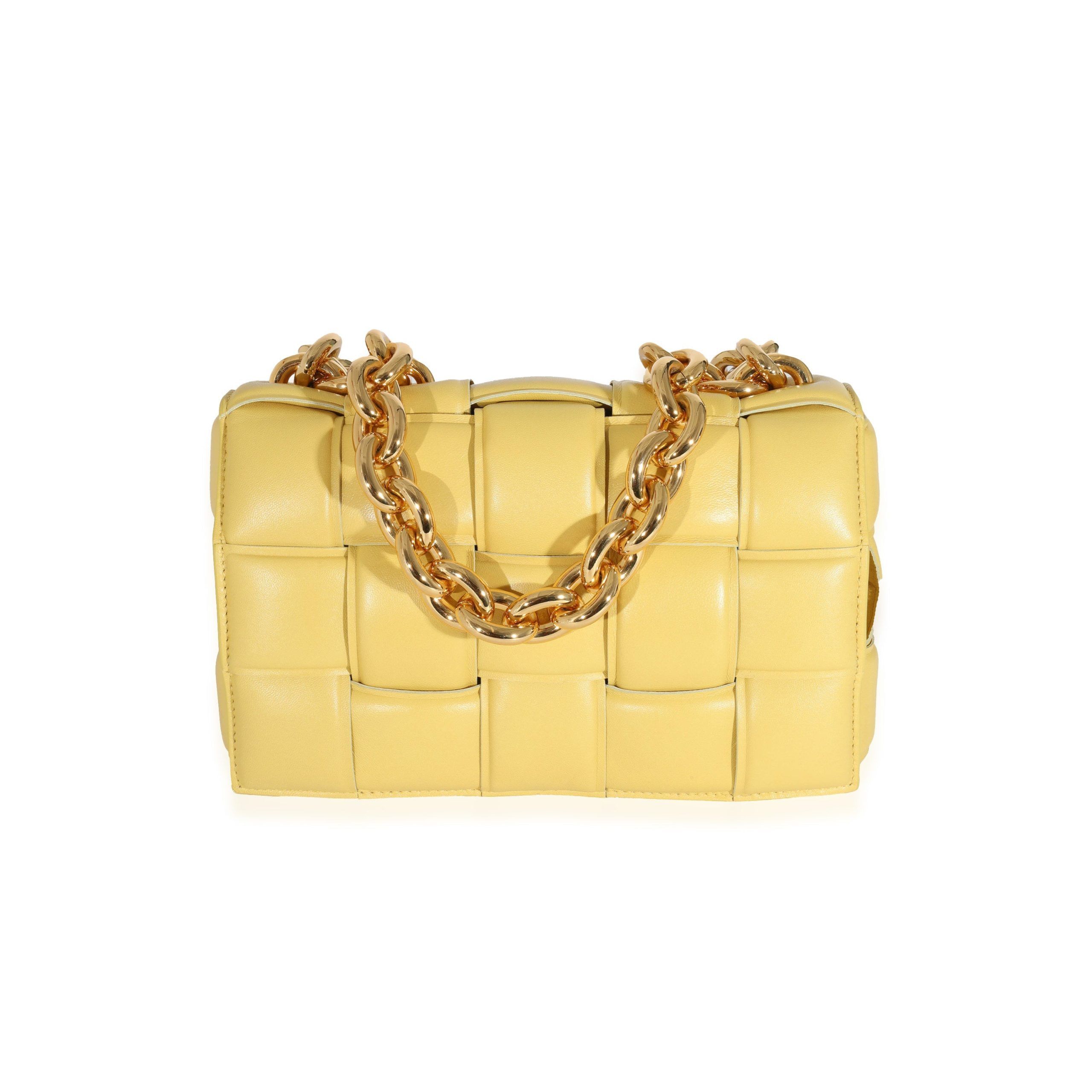 image of Bottega Veneta Butter Maxi Intrecciato Lambskin Chain Cassette Bag in Beige, Women's